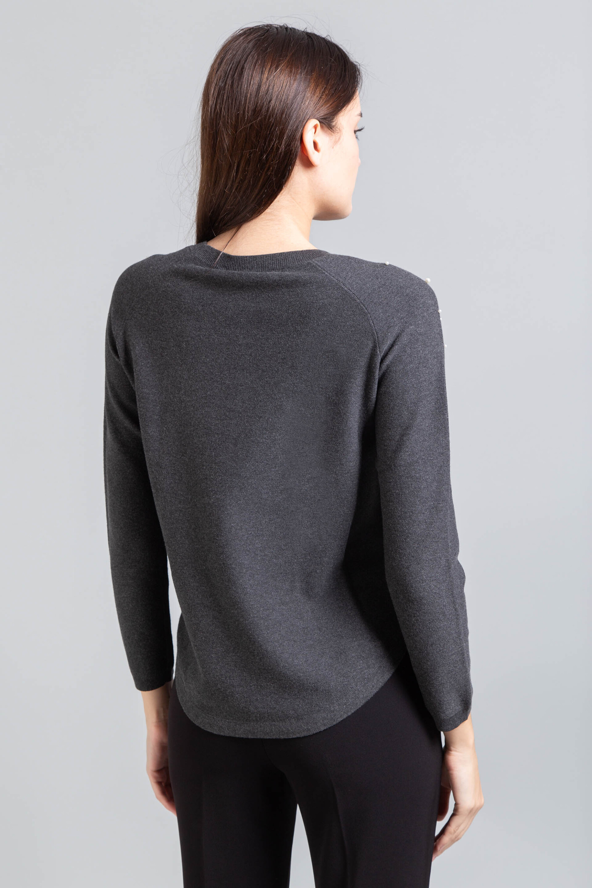 Emme by Marella γυναικεία πλεκτή μπλούζα με πέρλες "Gianni" - 2525366152200 Γκρι φωτογραφία