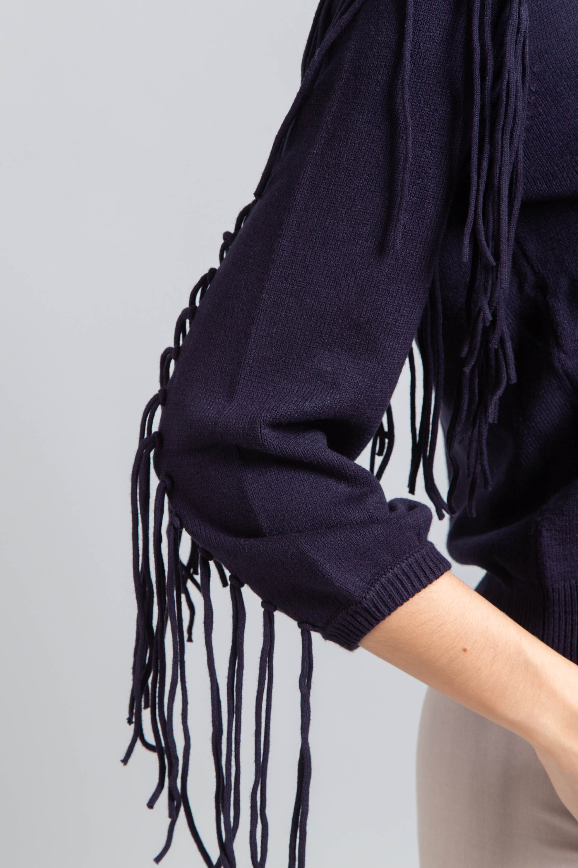 Emme by Marella γυναικεία πλεκτή μπλούζα με κρόσσια "Falco" - 2525366281200 Μπλε Σκούρο φωτογραφία