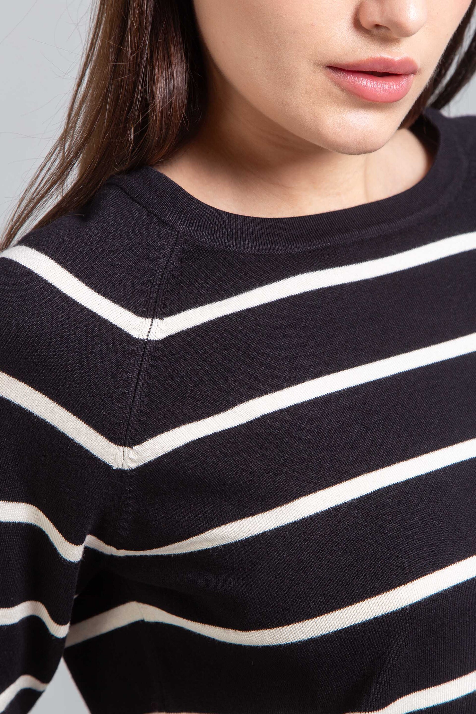 Emme by Marella γυναικεία πλεκτή μπλούζα ριγέ "Ginetta" - 2525366311200 Μαύρο φωτογραφία