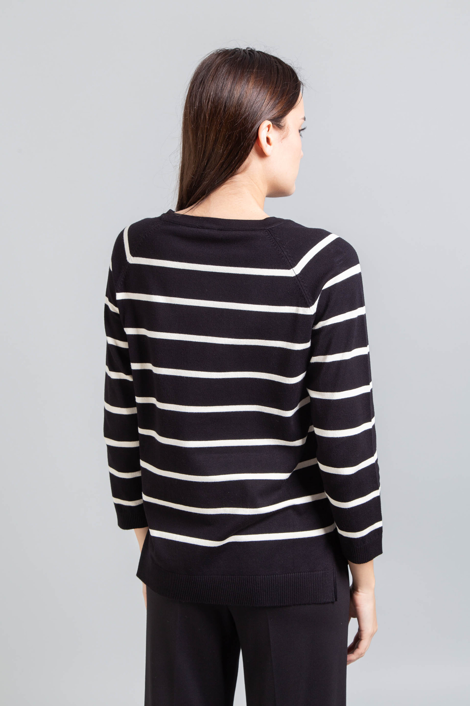 Emme by Marella γυναικεία πλεκτή μπλούζα ριγέ "Ginetta" - 2525366311200 Μαύρο φωτογραφία