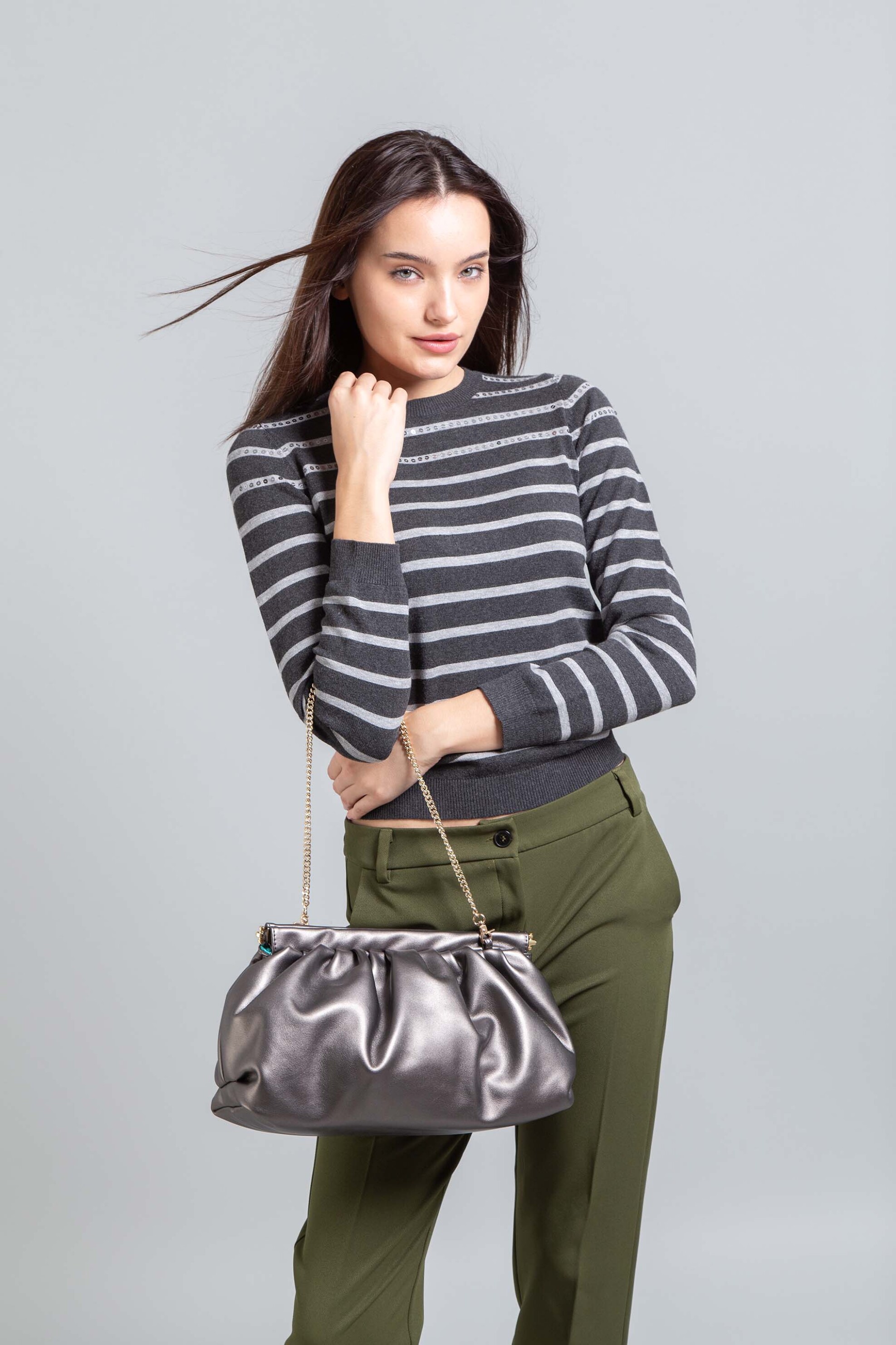 Emme by Marella γυναικεία τσάντα ώμου faux δέρμα "Gloria" - 2525516032200 Ασημί φωτογραφία