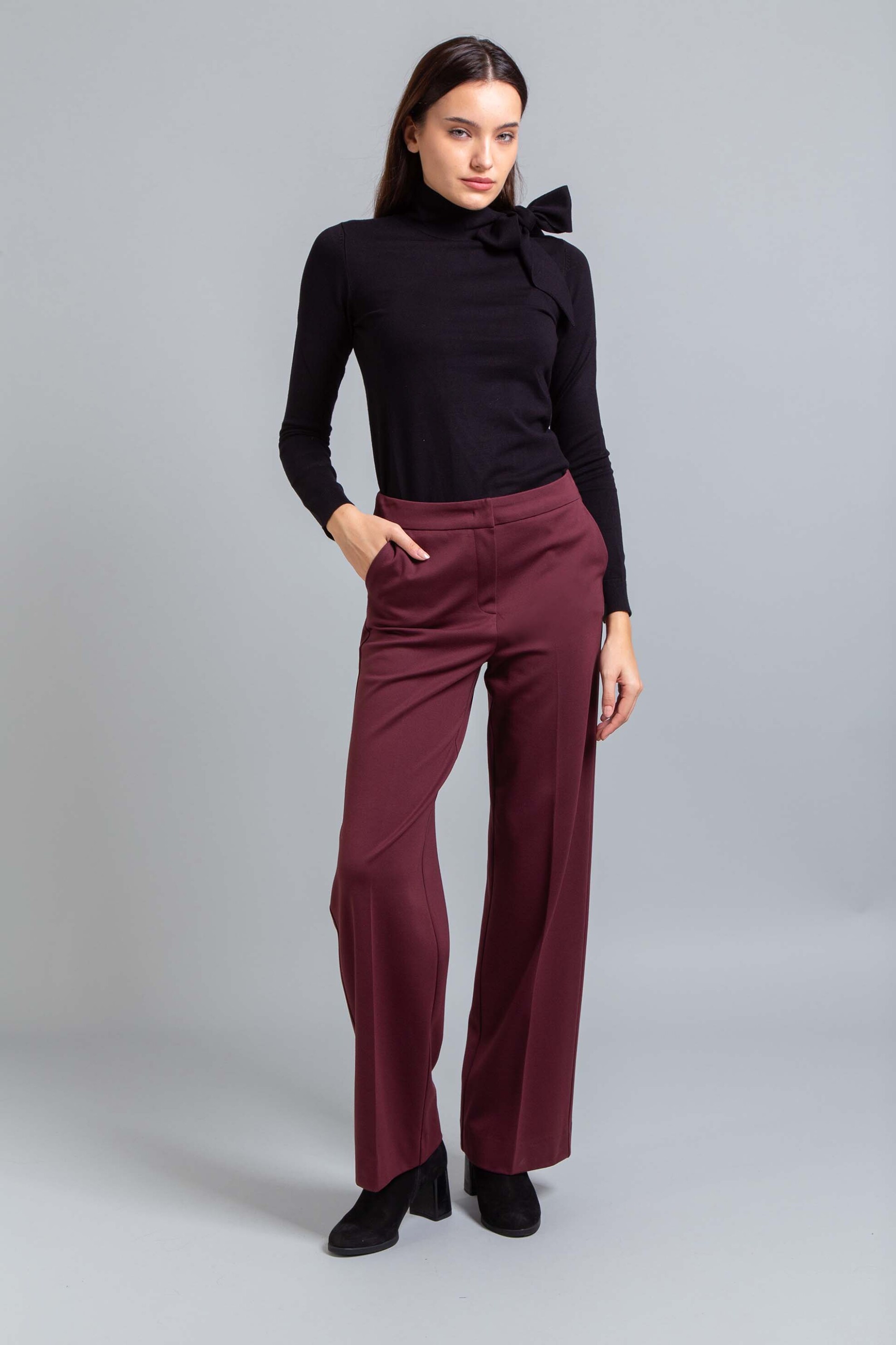 Emme by Marella γυναικείο παντελόνι υφασμάτινο "Palace" - 2525786041200 Μπορντό