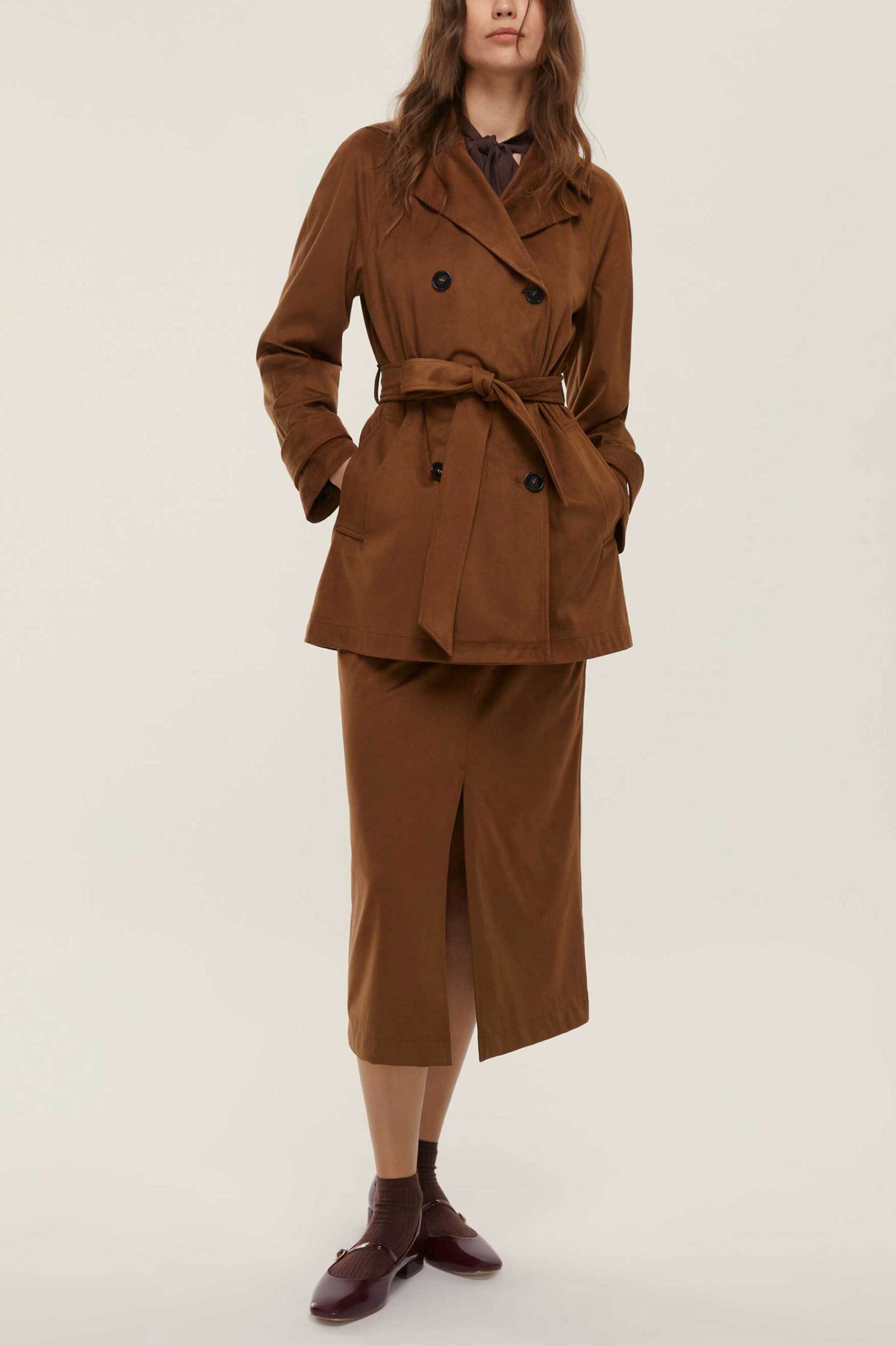 EMME Emme by Marella γυναικεία κοντή καπαρντίνα με ζώνη "Team" - 2525906011200 Καφέ Ανοιχτό