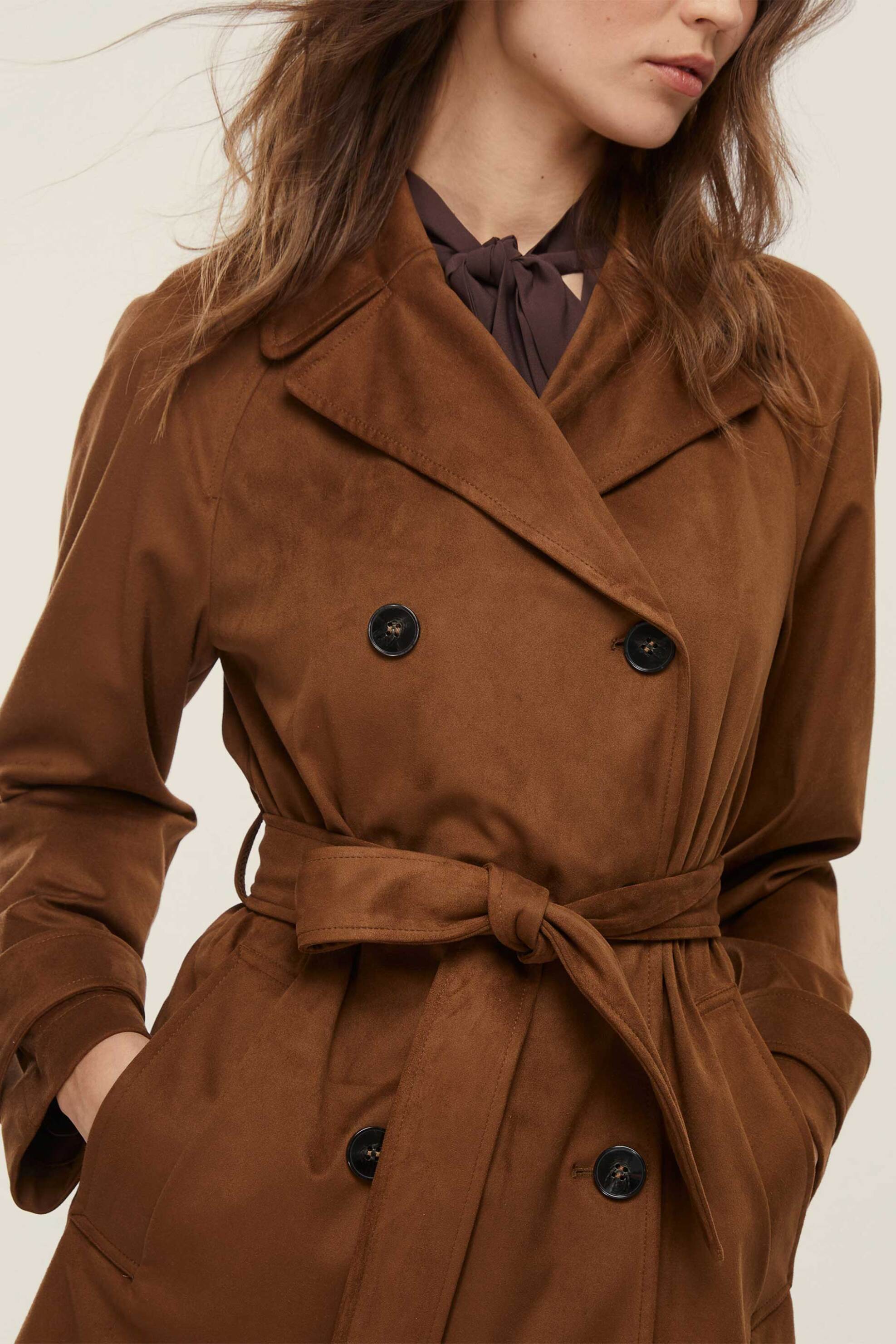 Emme by Marella γυναικεία κοντή καπαρντίνα με ζώνη "Team" - 2525906011200 Καφέ Ανοιχτό φωτογραφία