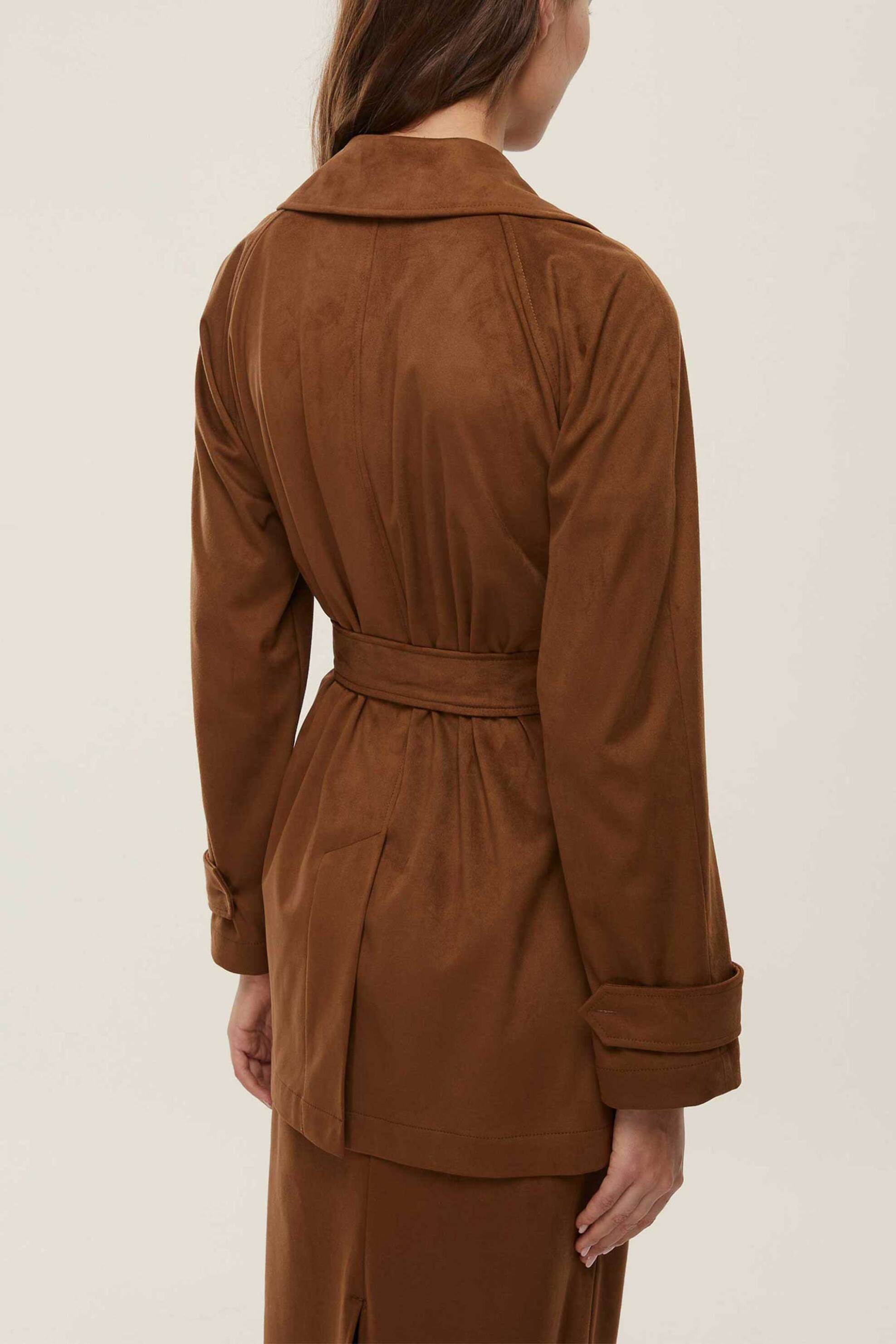 Emme by Marella γυναικεία κοντή καπαρντίνα με ζώνη "Team" - 2525906011200 Καφέ Ανοιχτό φωτογραφία