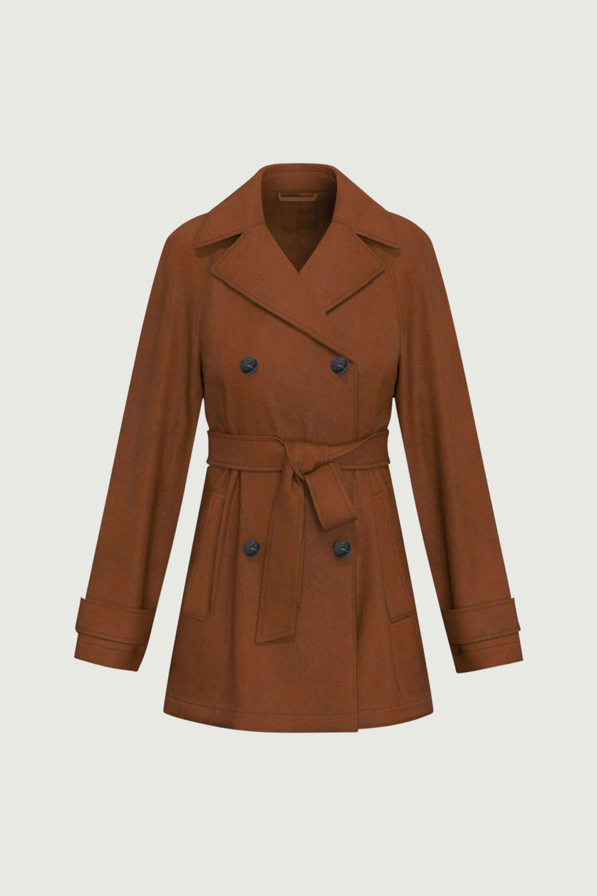 Emme by Marella γυναικεία κοντή καπαρντίνα με ζώνη "Team" - 2525906011200 Καφέ Ανοιχτό φωτογραφία