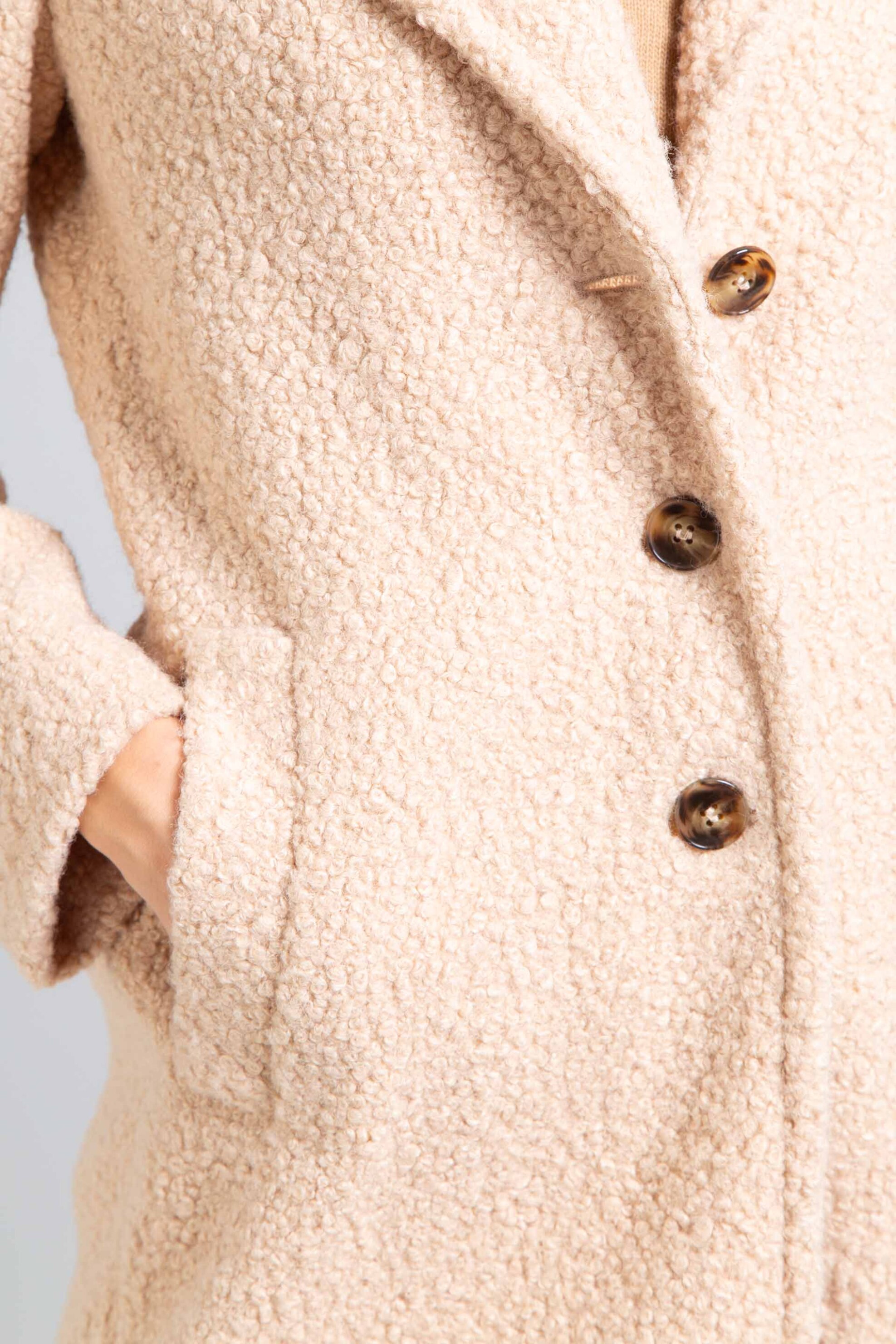 Emme by Marella γυναικείο παλτό με μπουκλέ όψη "Ghinea" - 2525906041200 Εκρού φωτογραφία