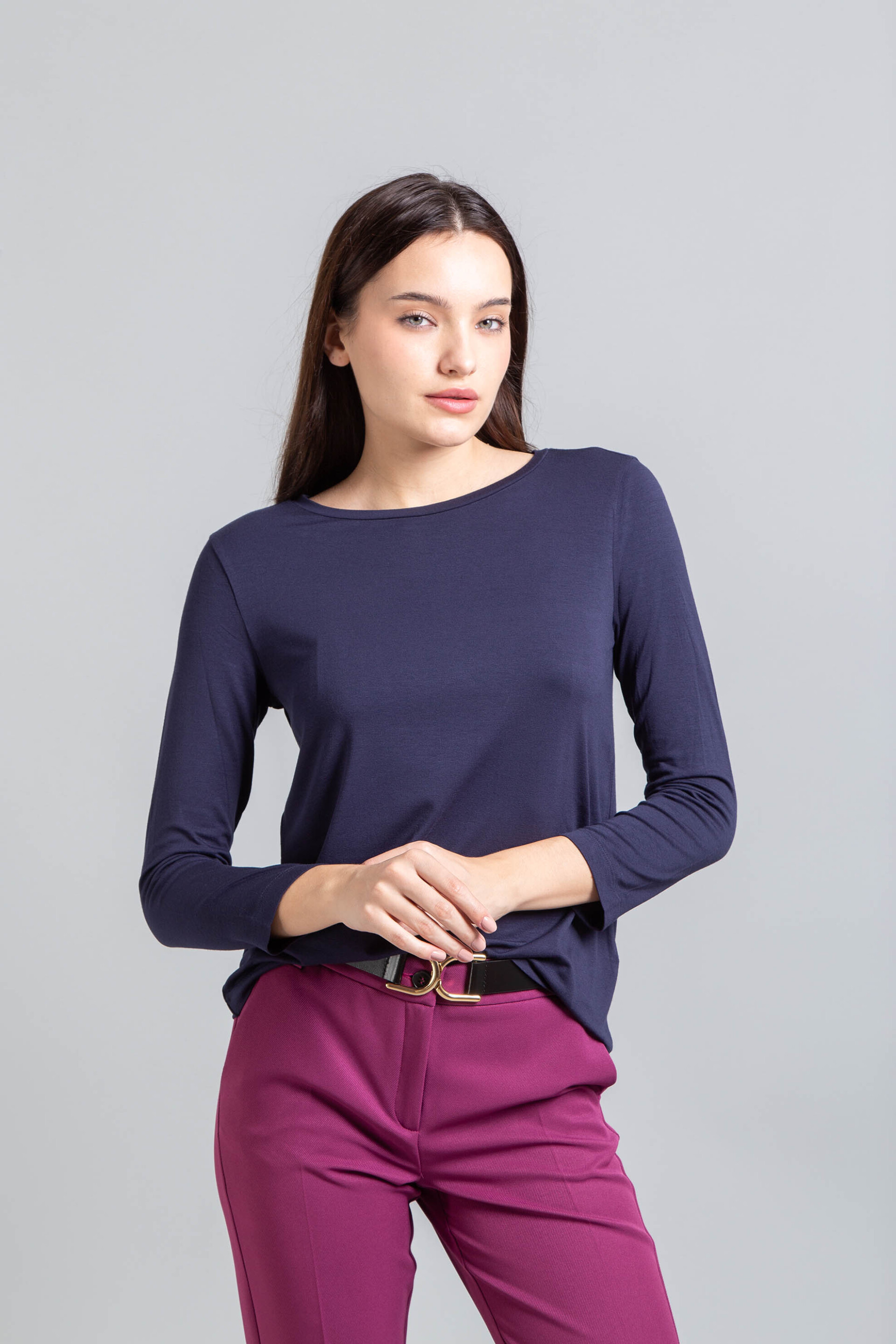 Emme by Marella γυναικεία μπλούζα μονόχρωμη "Polpo" - 2525976051200 Μπλε Σκούρο