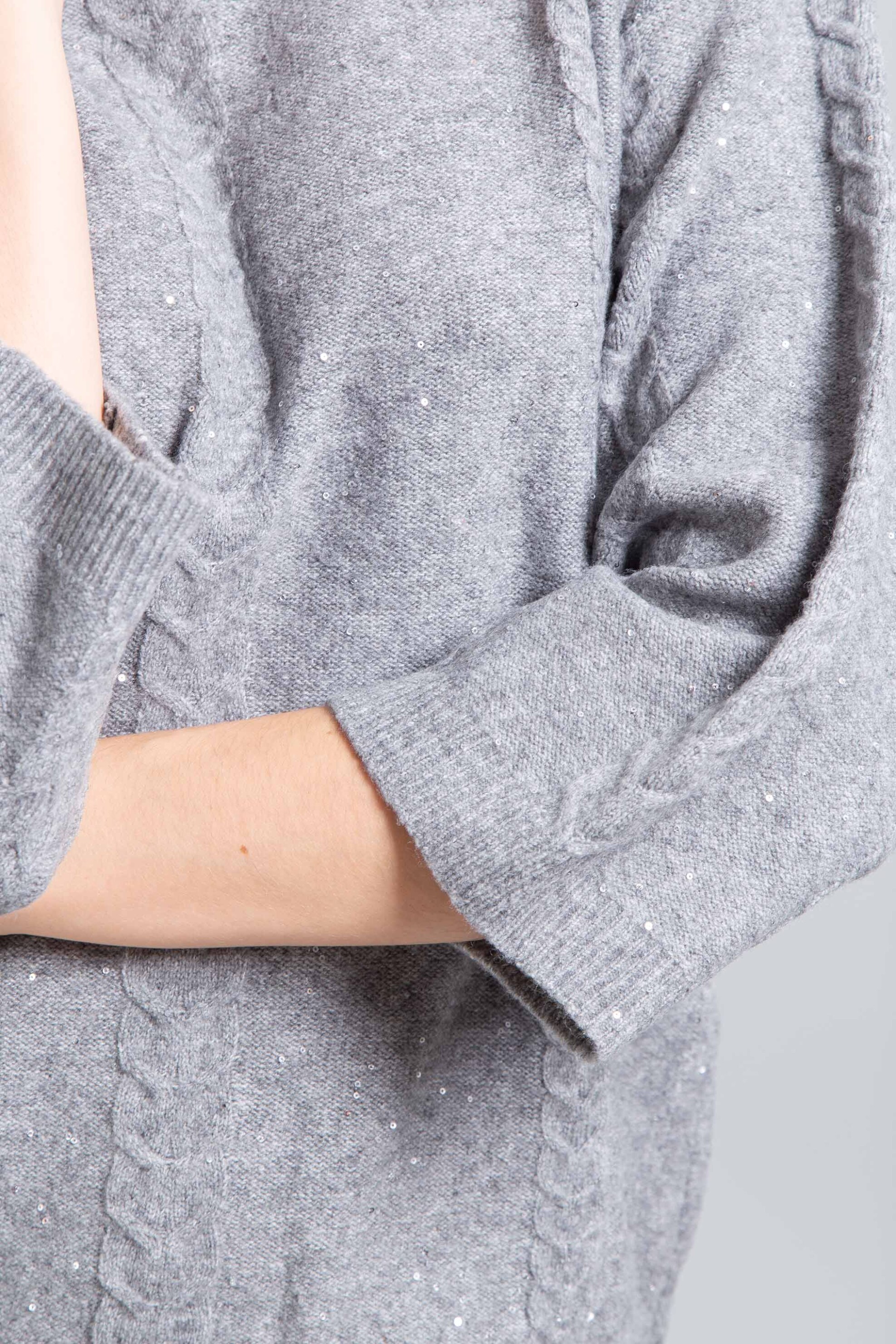 Emme by Marella γυναικεία πλεκτή μπλούζα με πλεξούδες - 2525366032200 Γκρι Ανοιχτό φωτογραφία