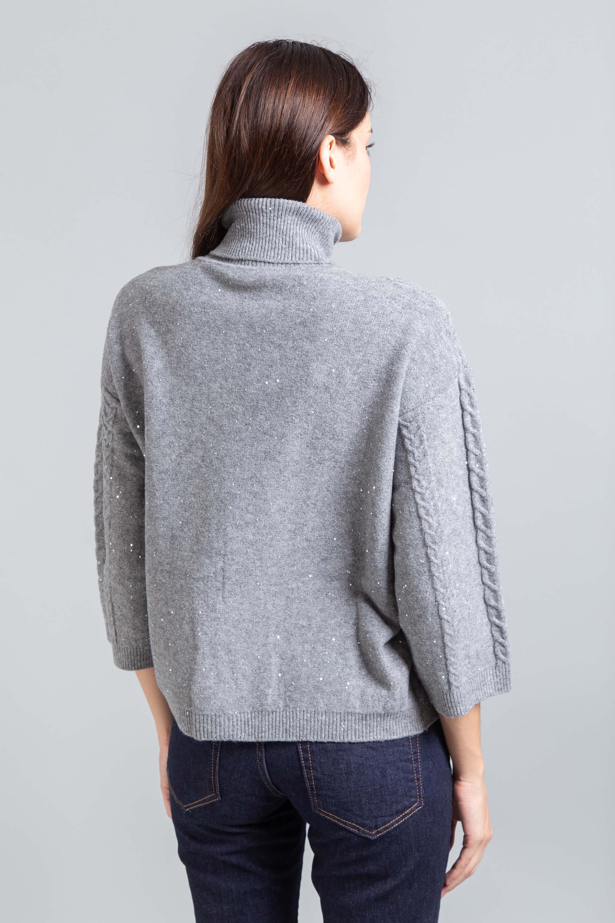 Emme by Marella γυναικεία πλεκτή μπλούζα με πλεξούδες - 2525366032200 Γκρι Ανοιχτό φωτογραφία