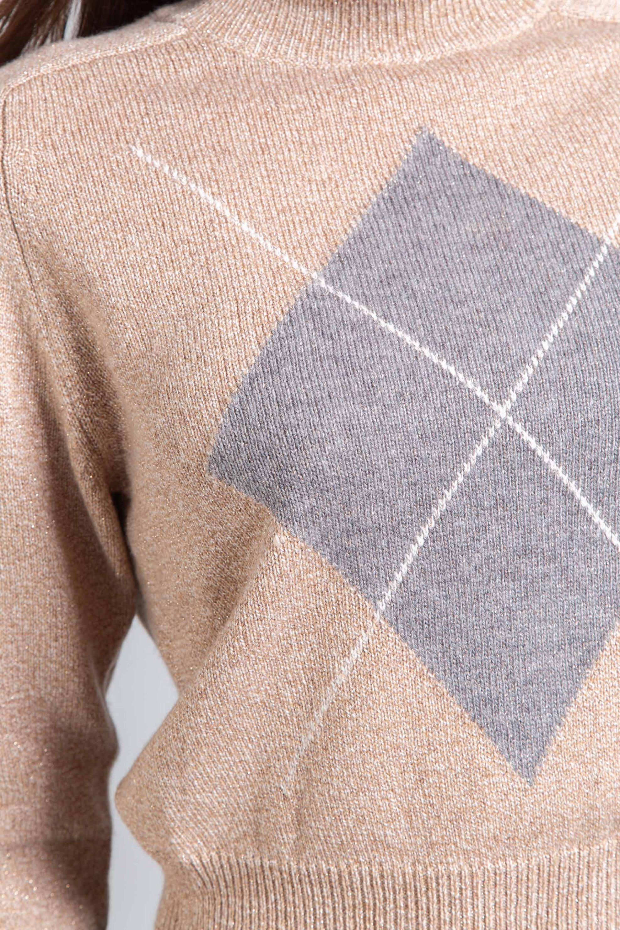 Emme by Marella γυναικεία πλεκτή μπλούζα με ρόμβο στην πλέξη - 2525366062200 Μπεζ φωτογραφία