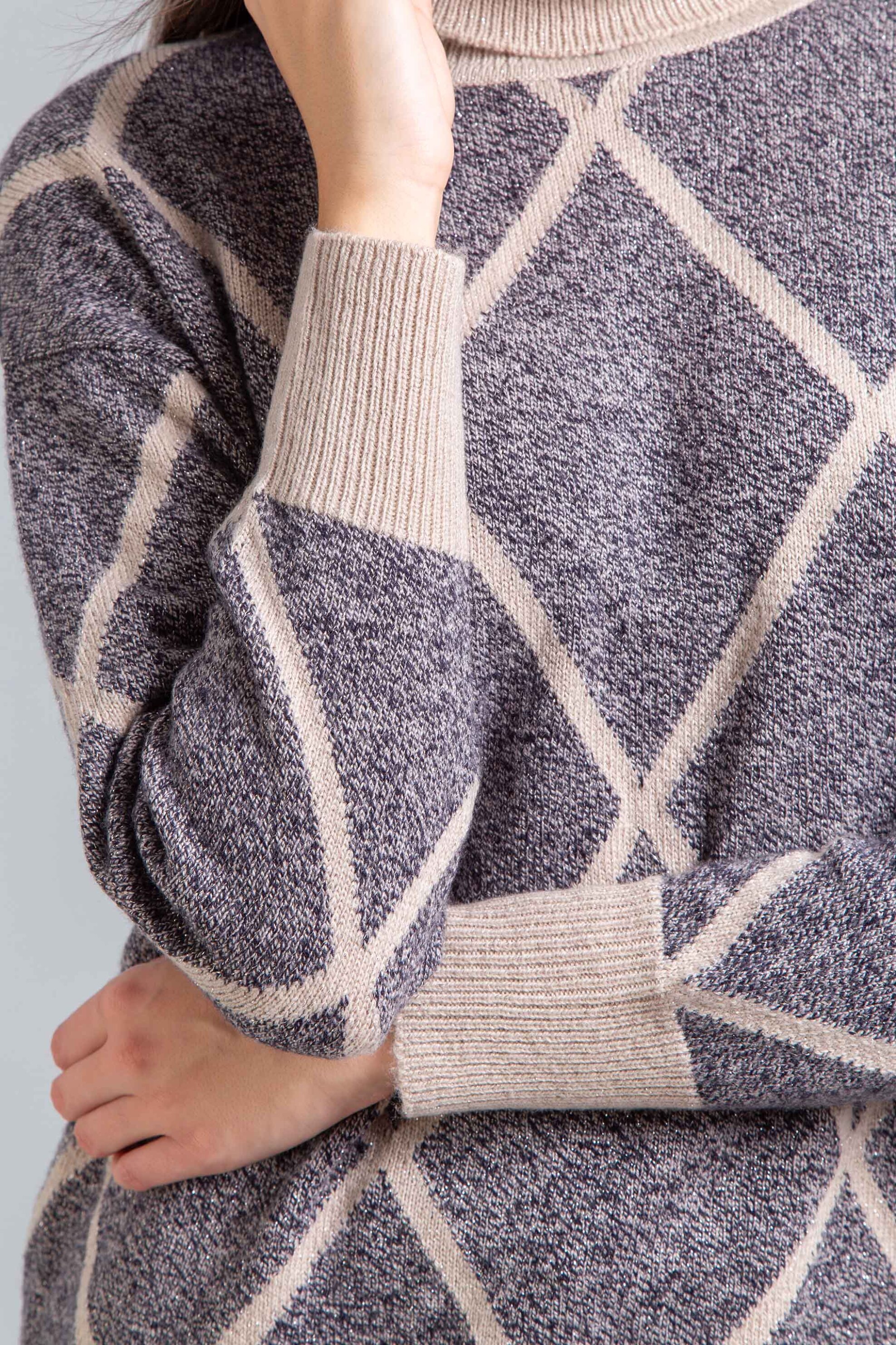 Emme by Marella γυναικεία πλεκτή μπλούζα με γεωμετρικό σχέδιο - 2525366072200 Μπλε Σκούρο φωτογραφία