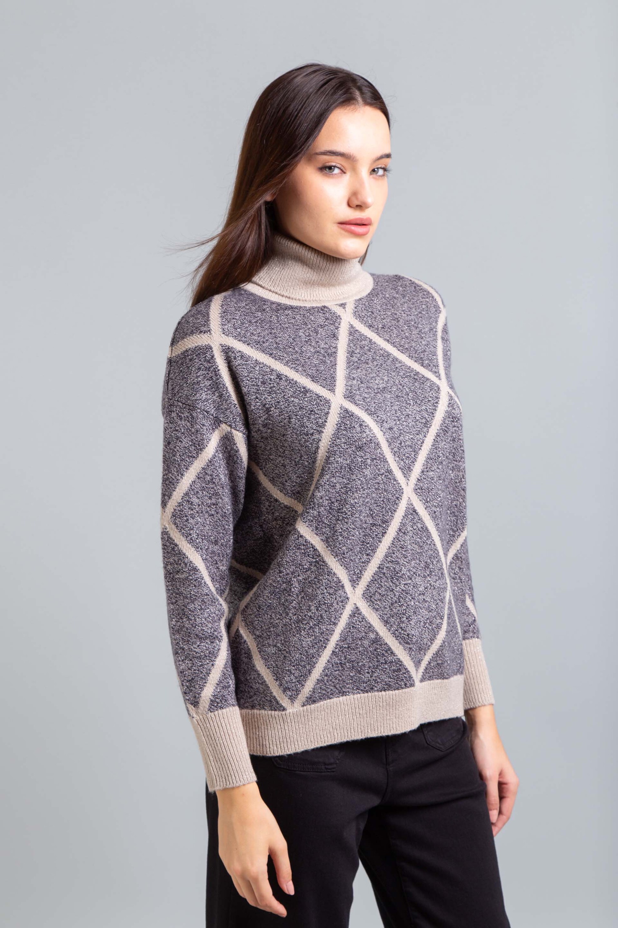 Emme by Marella γυναικεία πλεκτή μπλούζα με γεωμετρικό σχέδιο - 2525366072200 Μπλε Σκούρο φωτογραφία