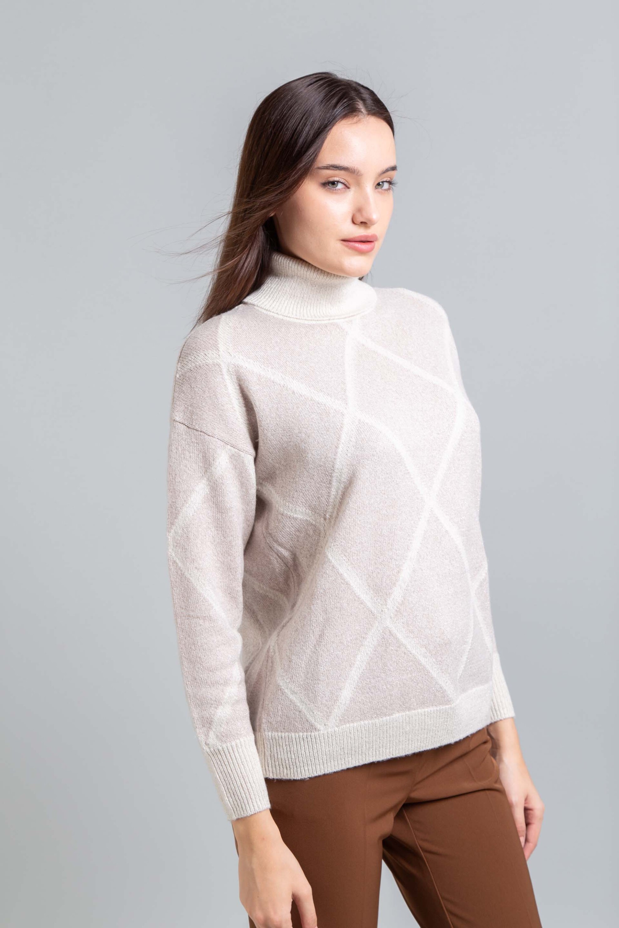 Emme by Marella γυναικεία πλεκτή μπλούζα με γεωμετρικό σχέδιο - 2525366072200 Εκρού φωτογραφία