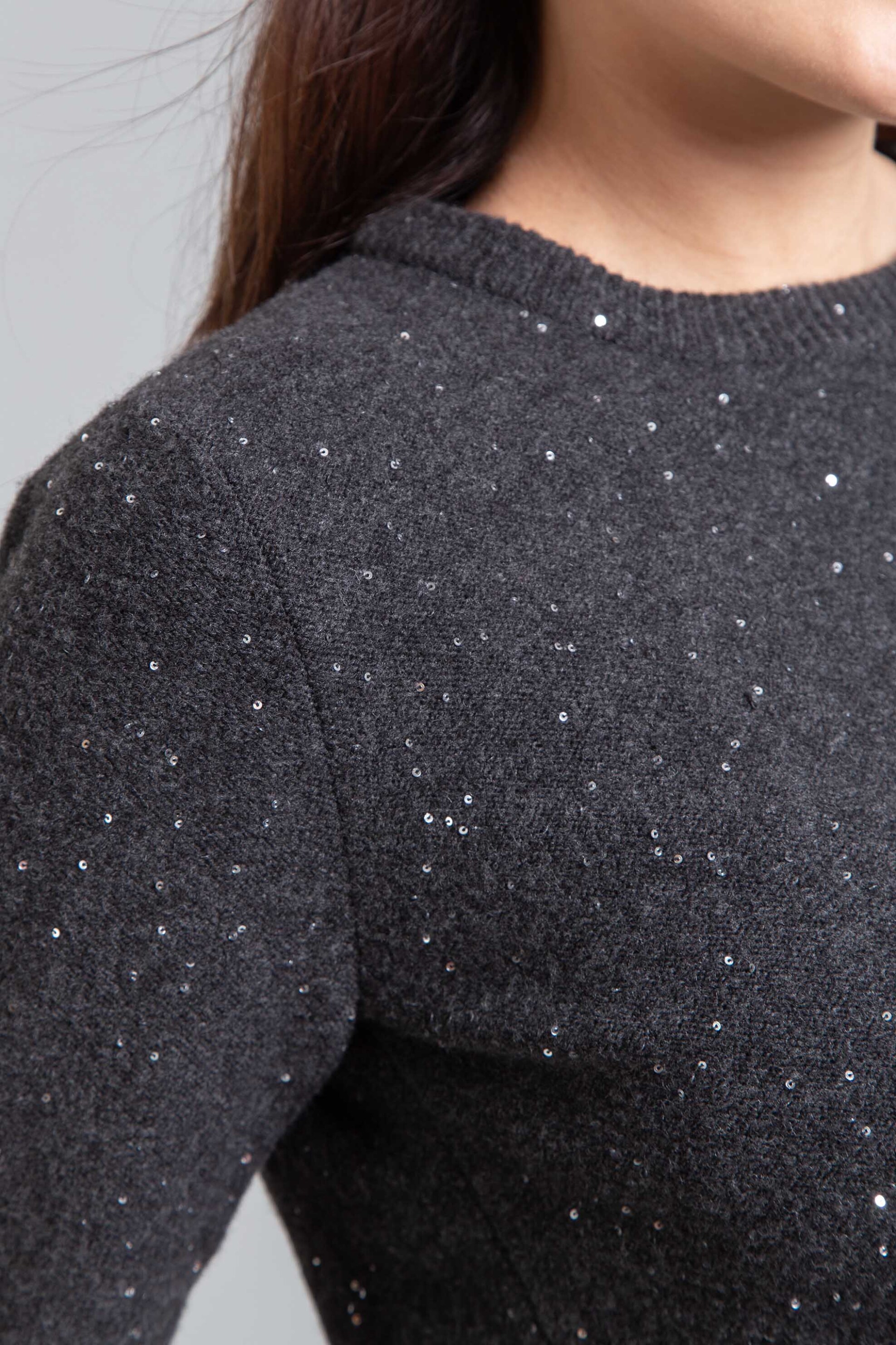 Emme by Marella γυναικεία πλεκτή μπλούζα με παγιέτα - 2525366352200 Γκρι φωτογραφία