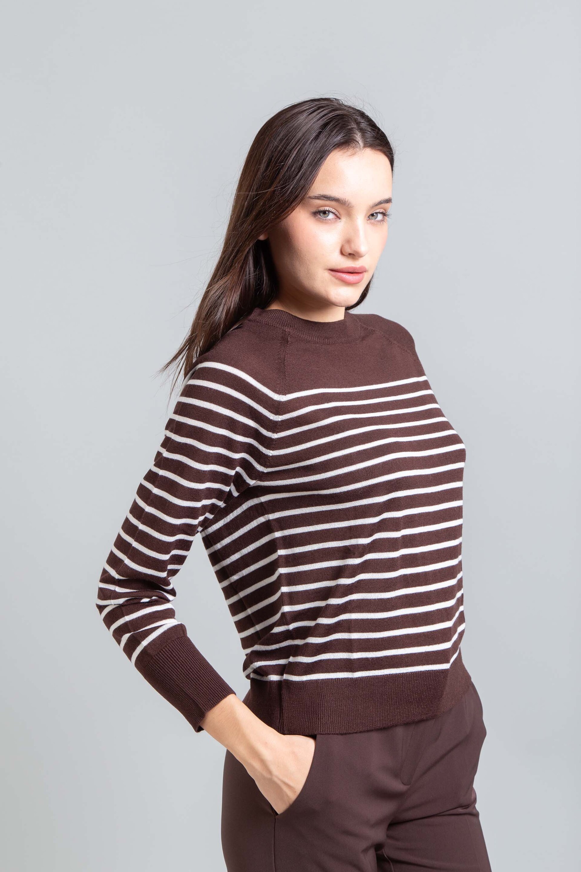 Emme by Marella γυναικεία πλεκτή μπλούζα - 2525366372200 Καφέ Σκούρο φωτογραφία