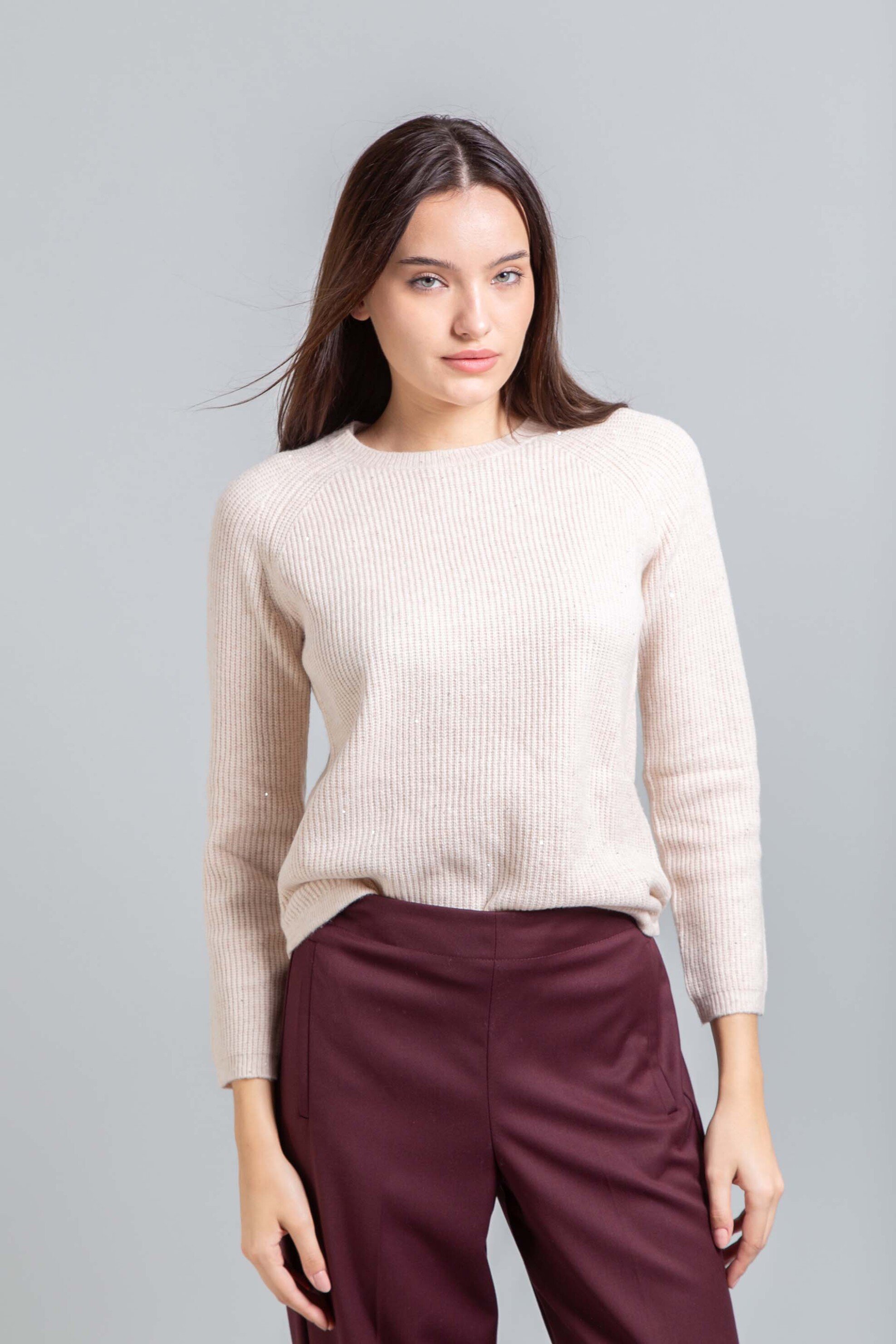 EMME Emme by Marella γυναικεία πλεκτή μπλούζα ribbed - 2525366382200 Εκρού