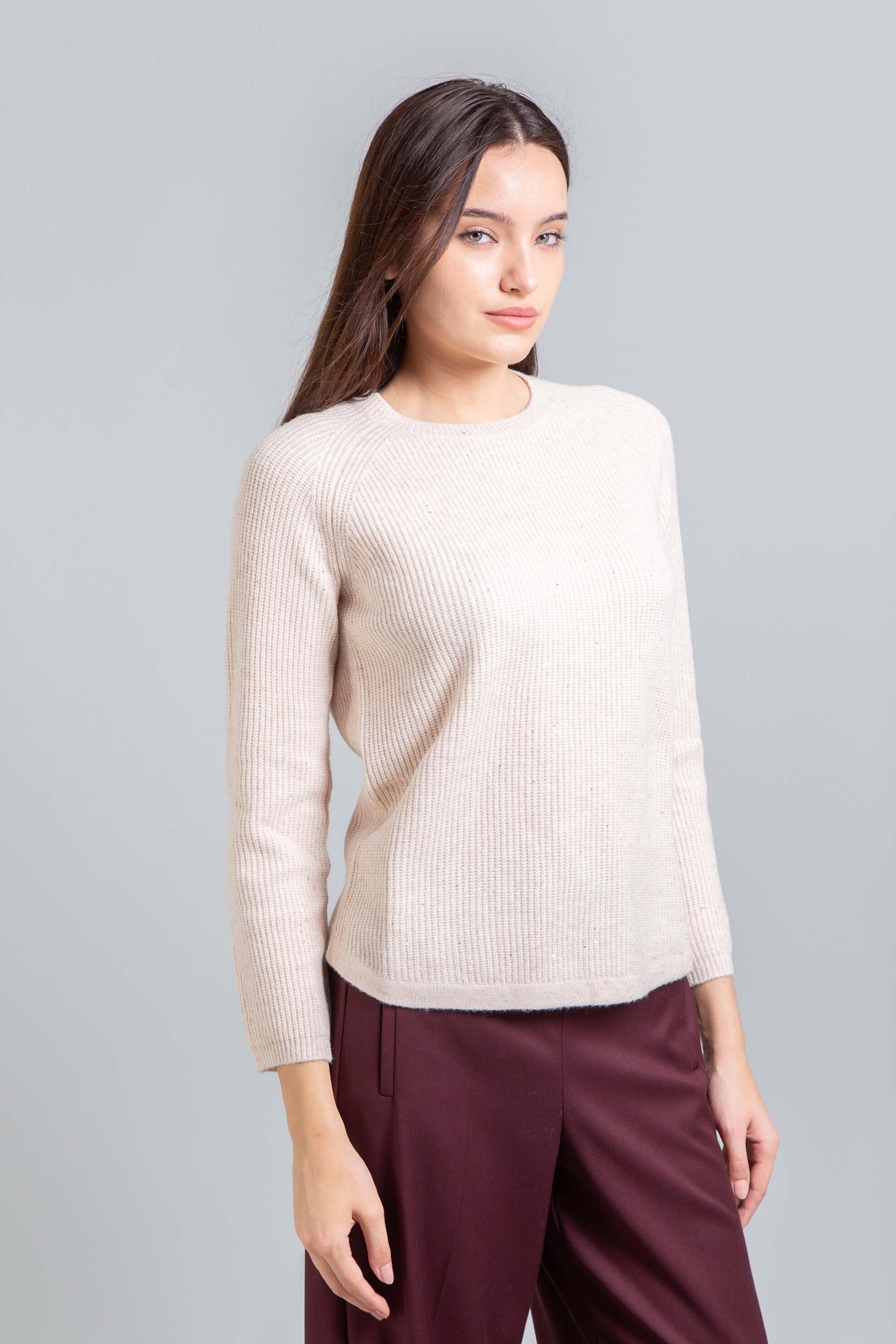 Emme by Marella γυναικεία πλεκτή μπλούζα ribbed - 2525366382200 Εκρού φωτογραφία