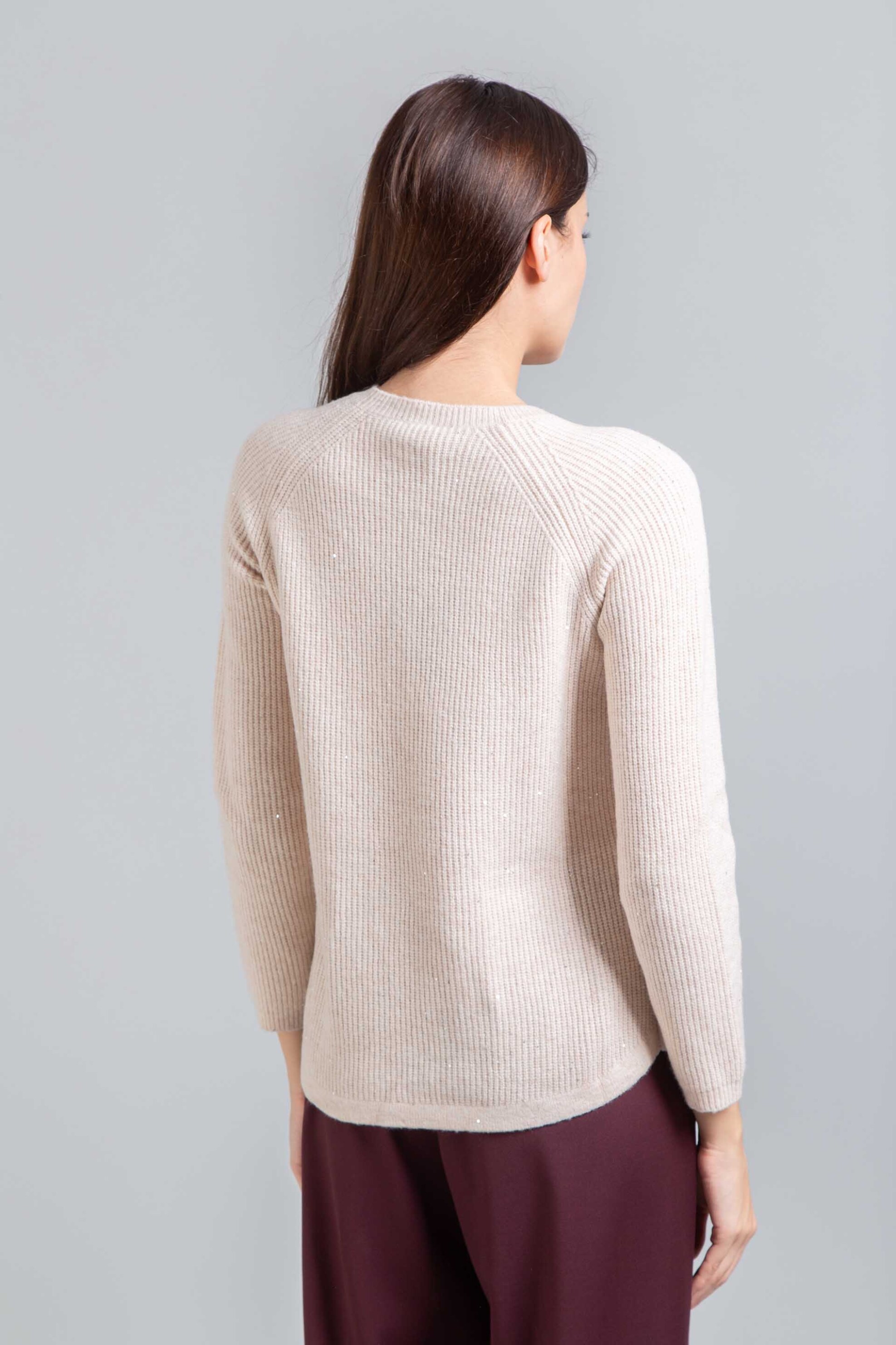 Emme by Marella γυναικεία πλεκτή μπλούζα ribbed - 2525366382200 Εκρού φωτογραφία