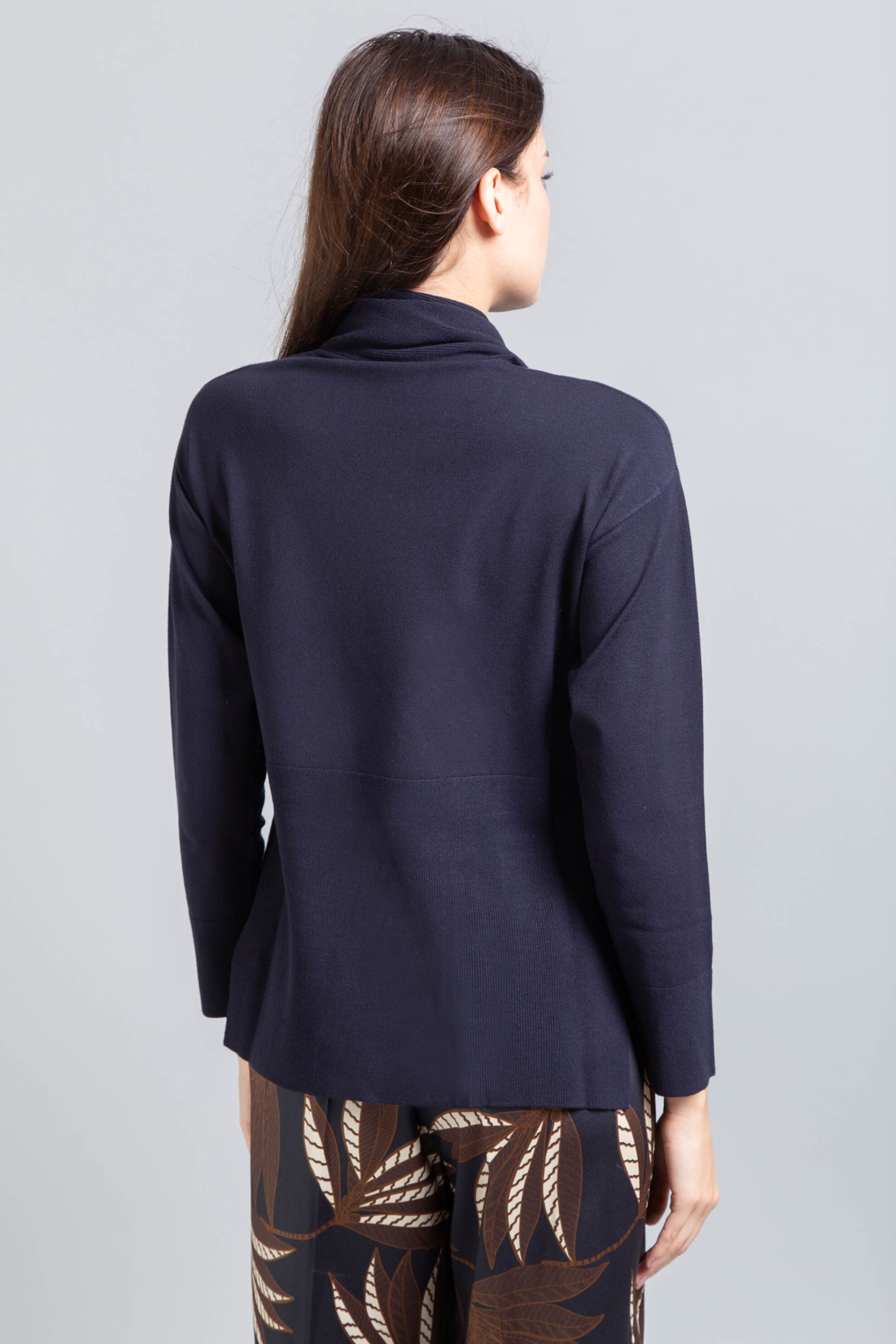 Emme by Marella γυναικεία πλεκτή μπλούζα με δέσιμο στη λαιμόκοψη - 2525366392200 Μπλε Σκούρο φωτογραφία