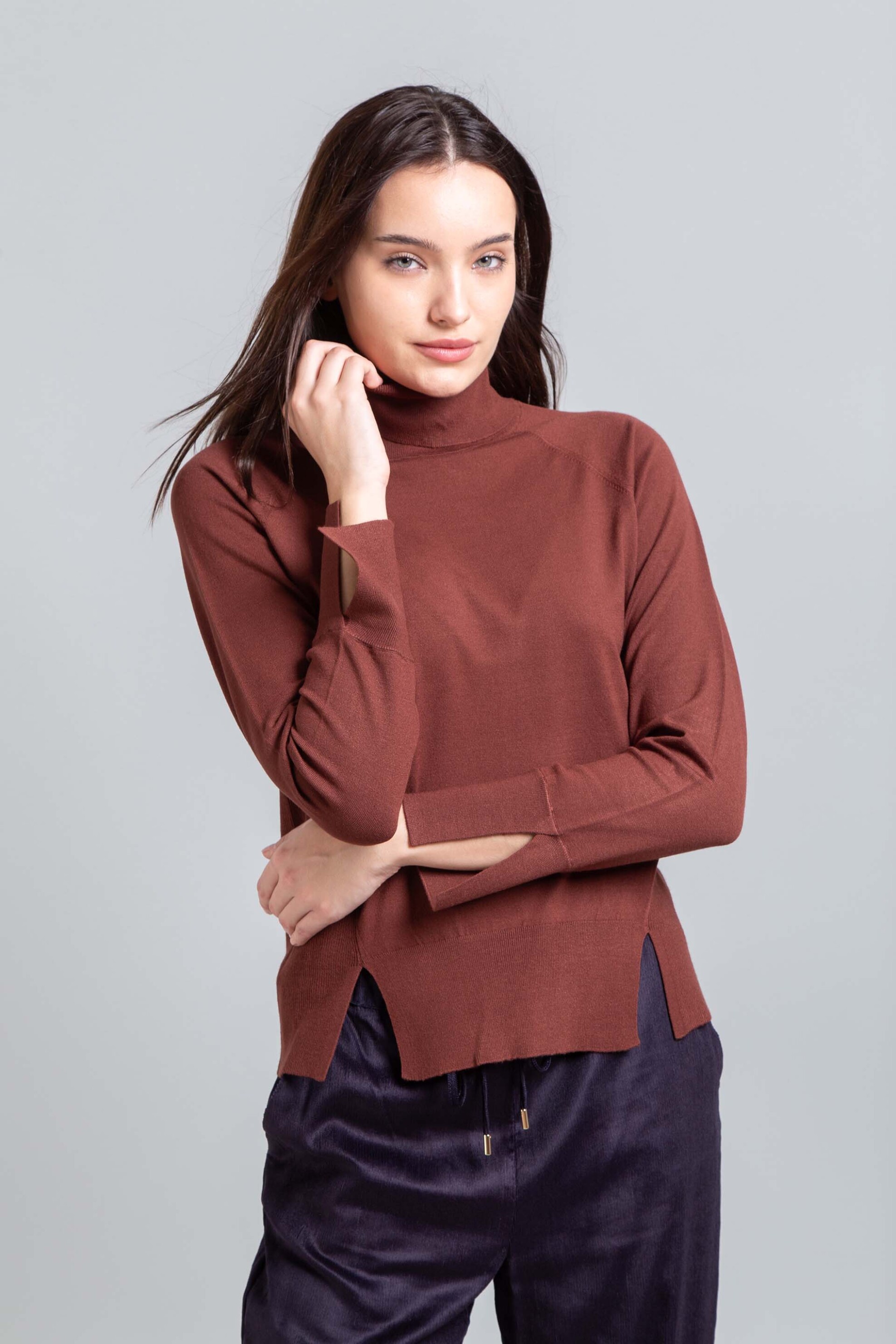 Emme by Marella γυναικεία πλεκτή μπλούζα ζιβάγκο - 2525366132200 Μπορντό φωτογραφία