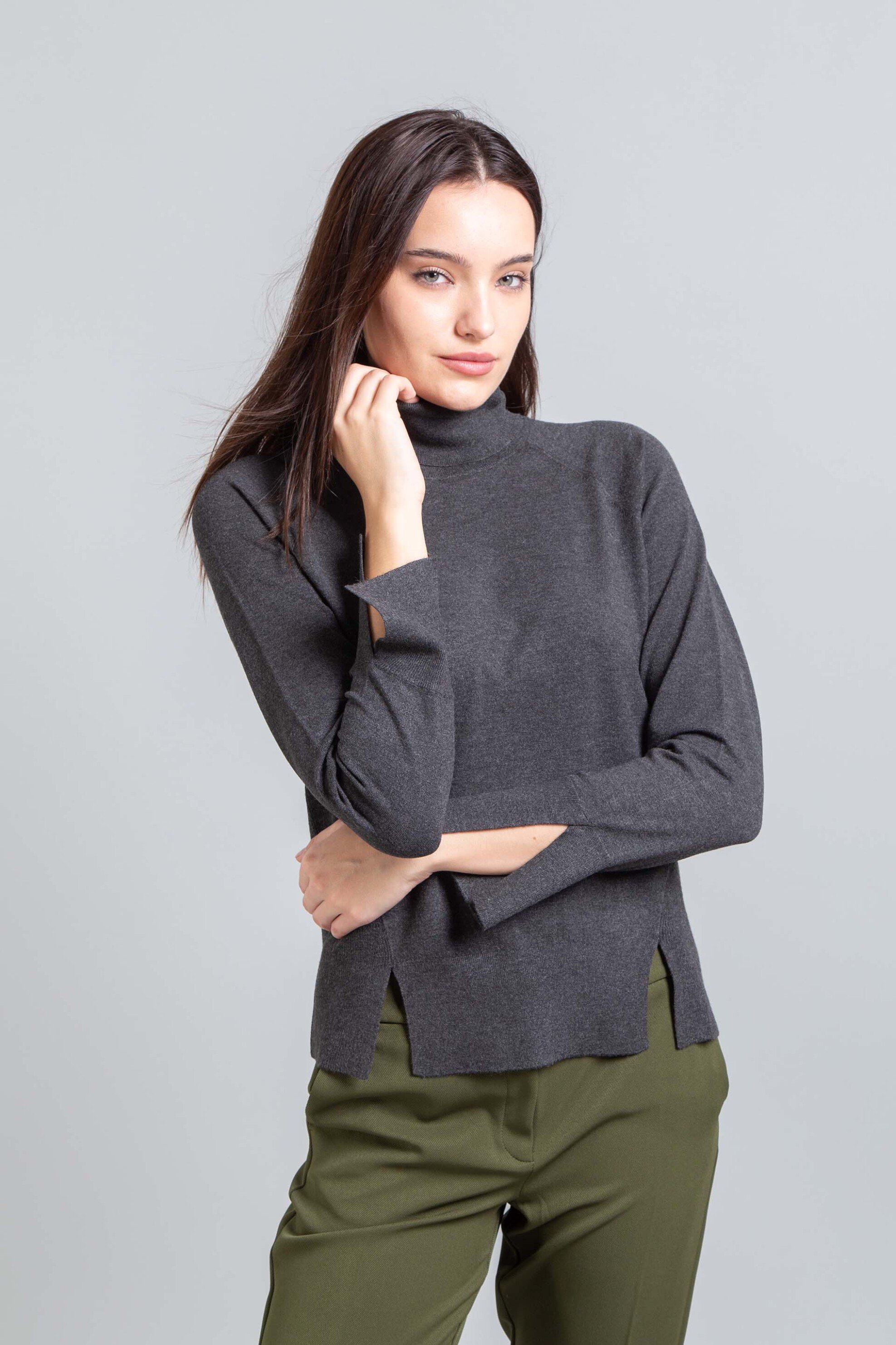 EMME Emme by Marella γυναικεία πλεκτή μπλούζα ζιβάγκο - 2525366132200 Γκρι