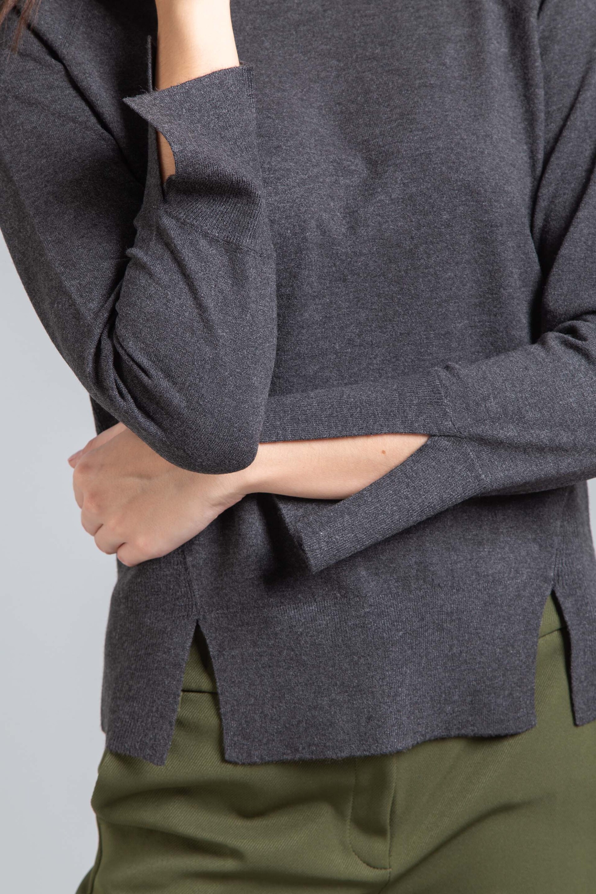 Emme by Marella γυναικεία πλεκτή μπλούζα ζιβάγκο - 2525366132200 Γκρι φωτογραφία