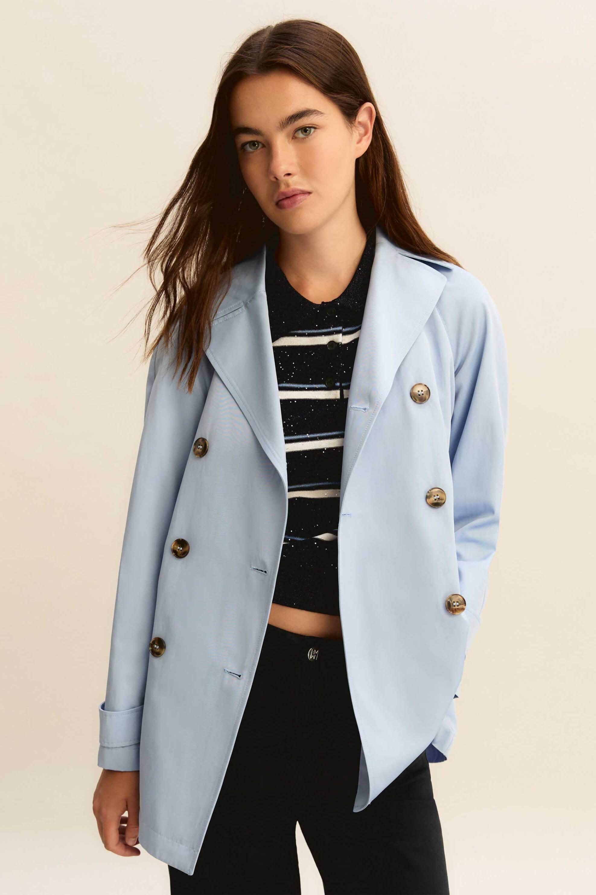 Emme by Marella γυναικεία κοντή καπαρντίνα με ζώνη "Emmsottile" - 2615021121 Μπλε Ανοιχτό φωτογραφία