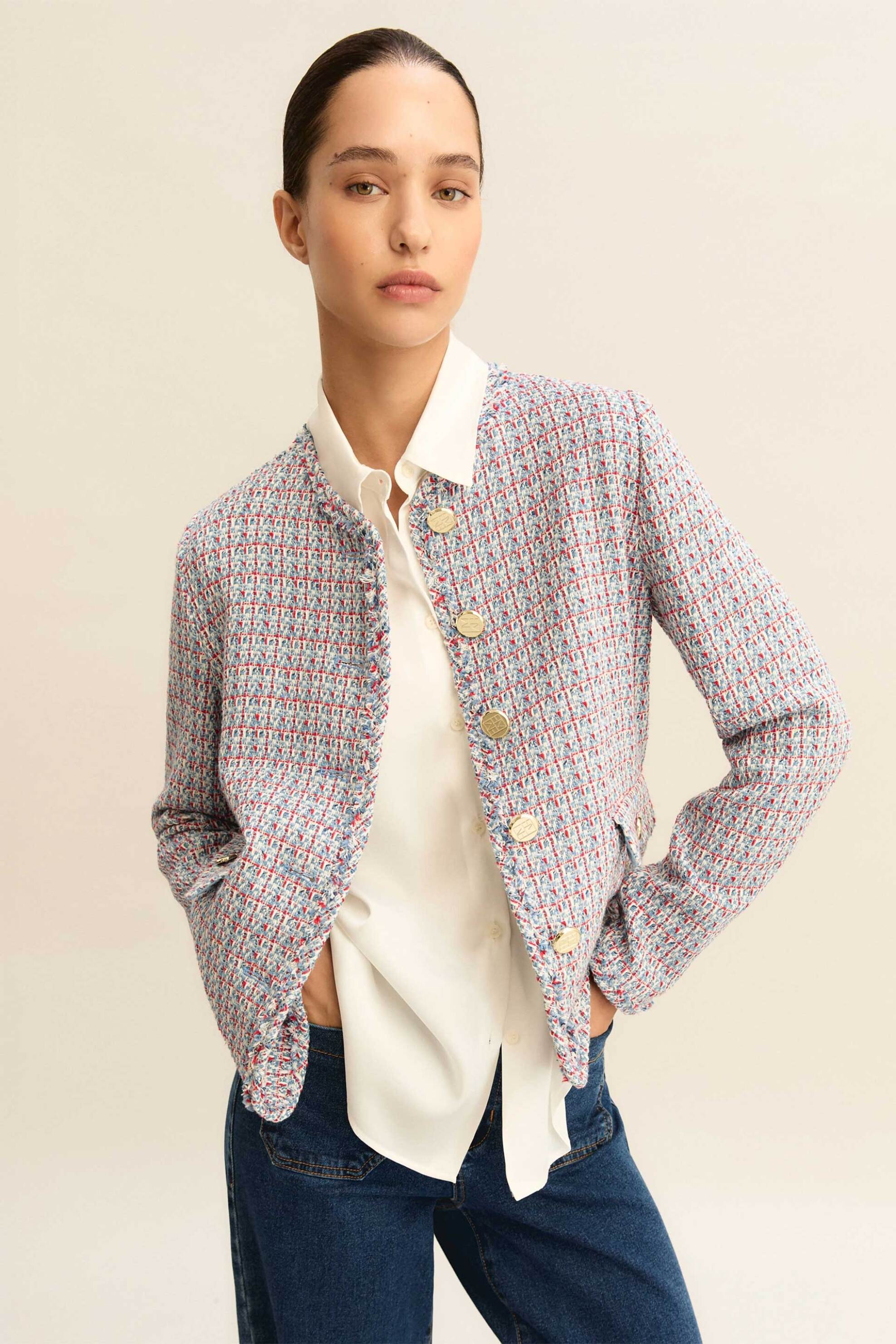 EMME Emme by Marella γυναικείο σακάκι tweed - 2615041081 Μπλε Ανοιχτό