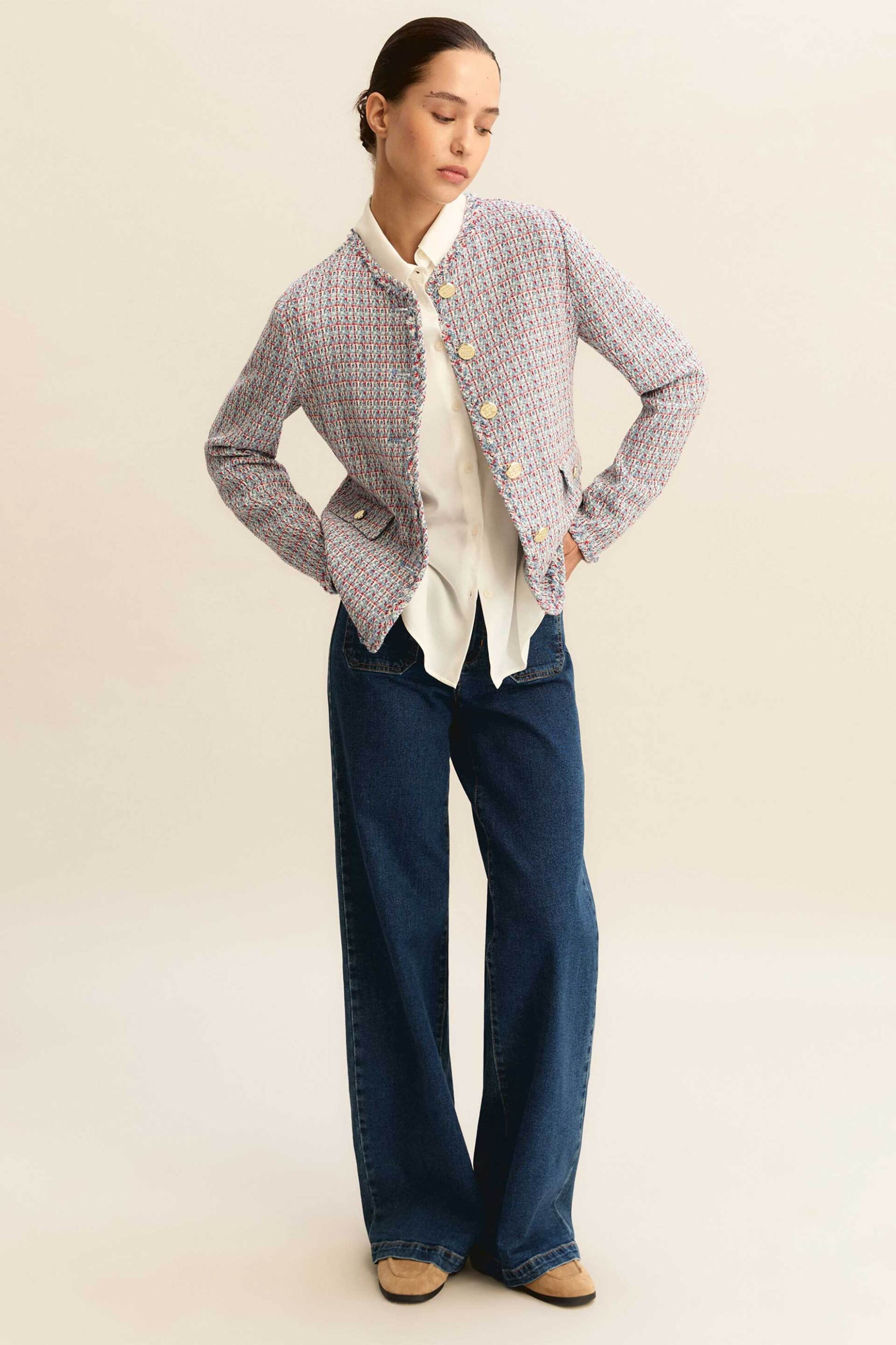 Emme by Marella γυναικείο σακάκι tweed - 2615041081 Μπλε Ανοιχτό φωτογραφία