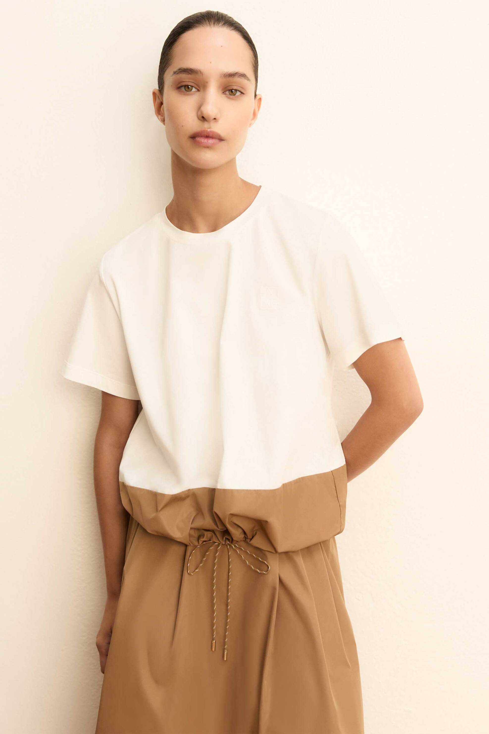 Emme by Marella γυναικεία μπλούζα με ύφασμα ταφτά "Emmzorro" - 2615111141 Καμηλό