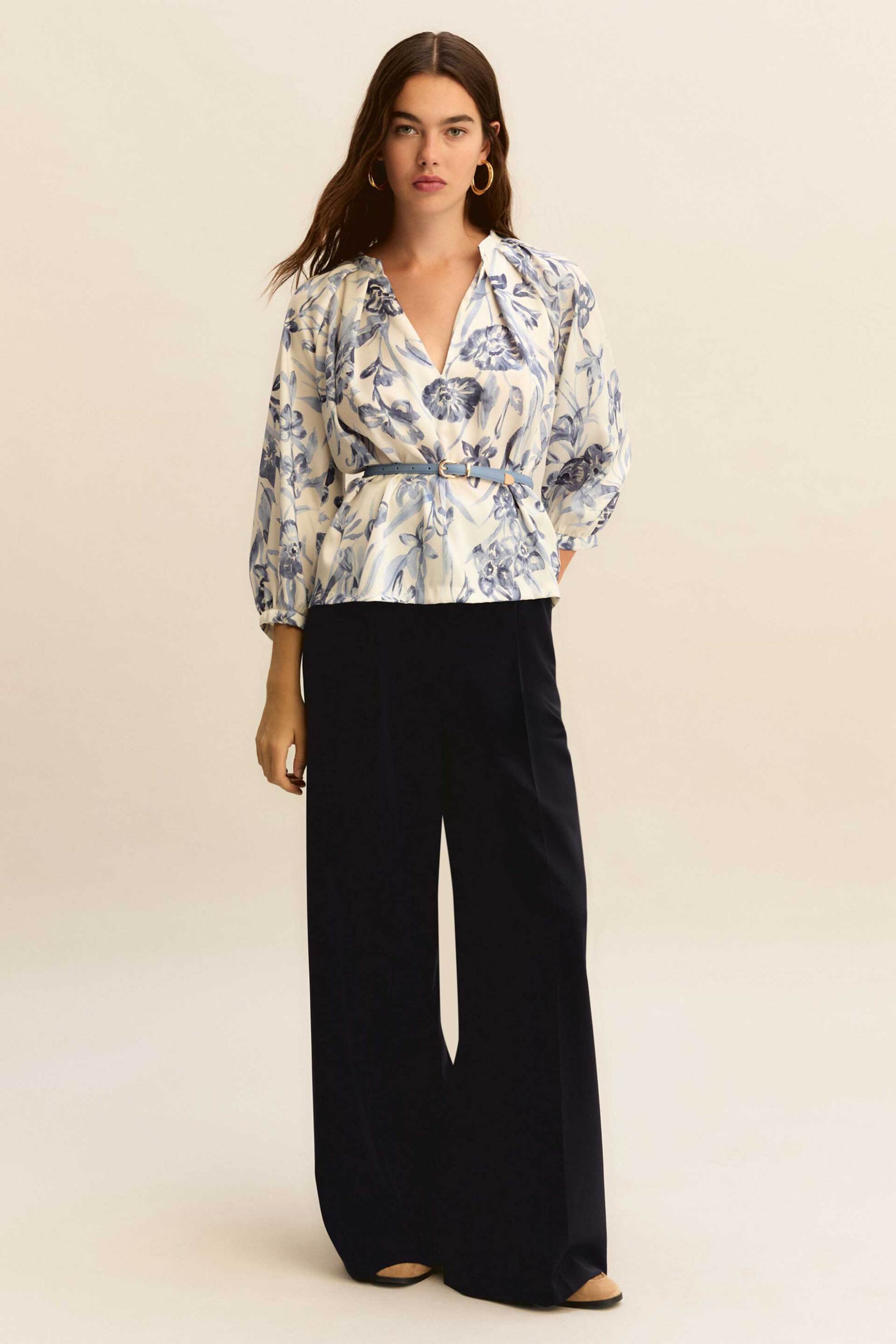 Emme by Marella γυναικεία μπλούζα με floral print "Emmeden" - 2615111171 Μπλε Ανοιχτό