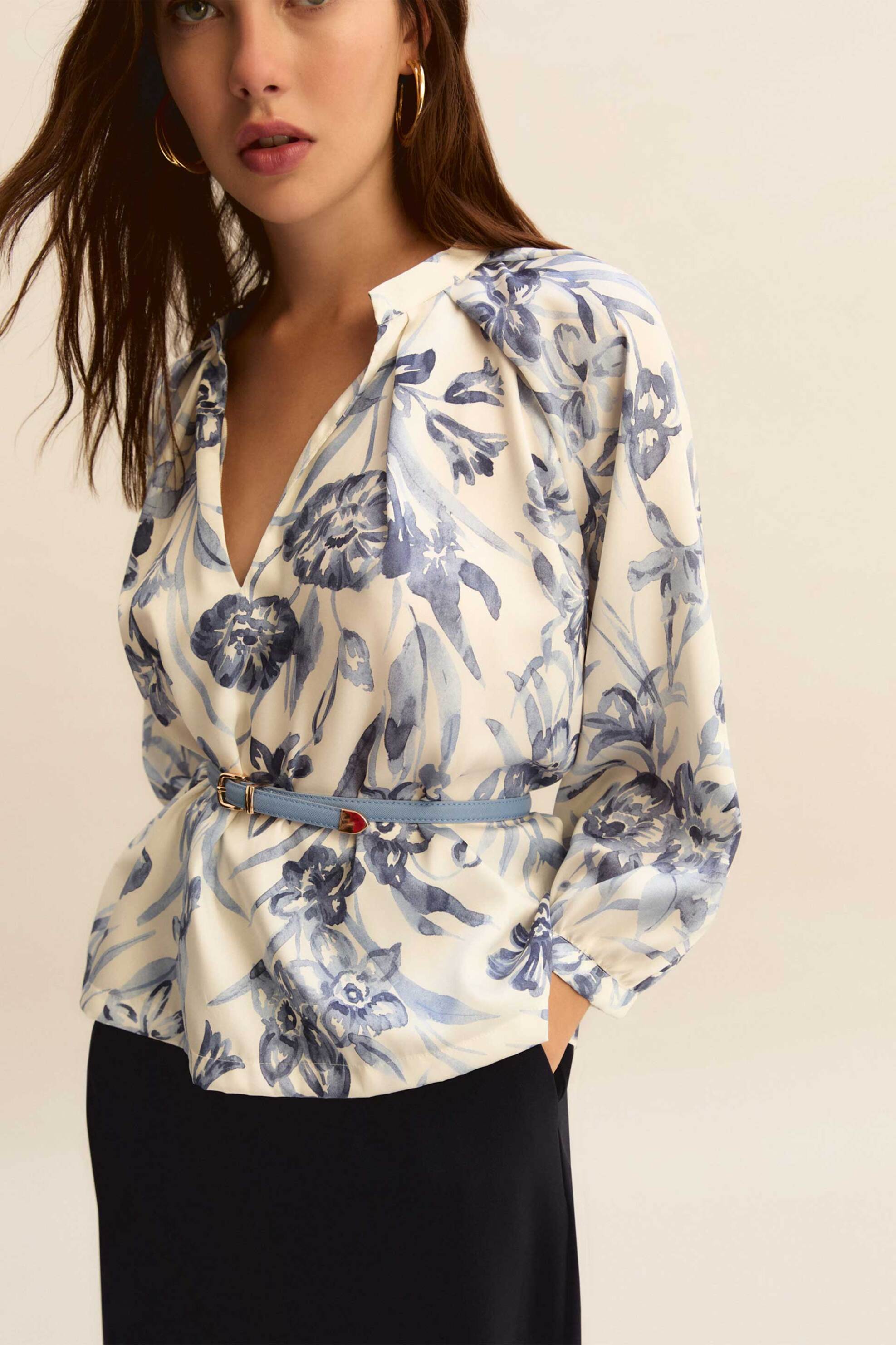 EMME Emme by Marella γυναικεία μπλούζα με floral print "Emmeden" - 2615111171 Μπλε Ανοιχτό - 2