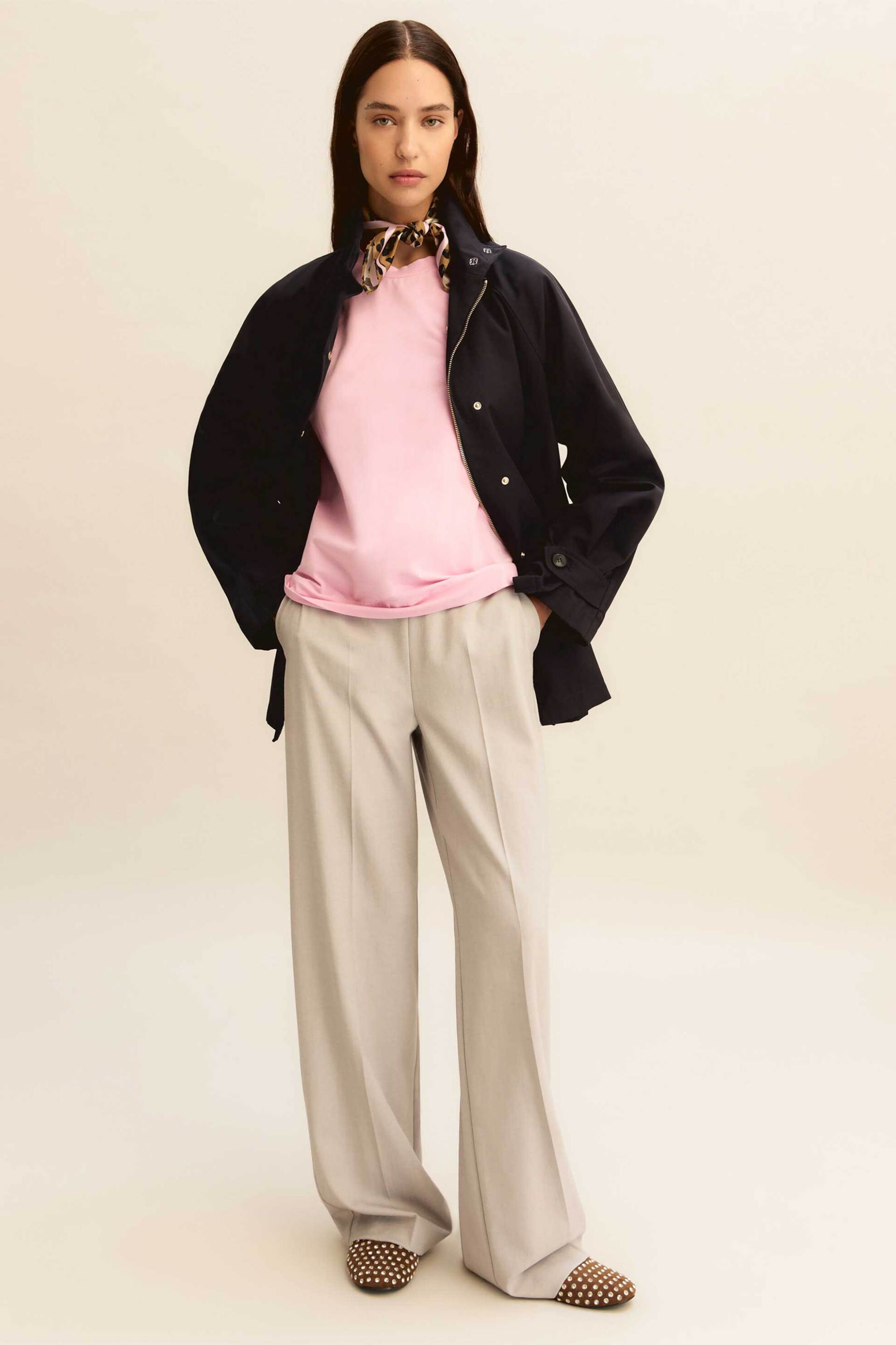 EMME Emme by Marella γυναικείο παντελόνι με διπλή μέση "Emmfetta" - 2615131091 Γκρι Ανοιχτό