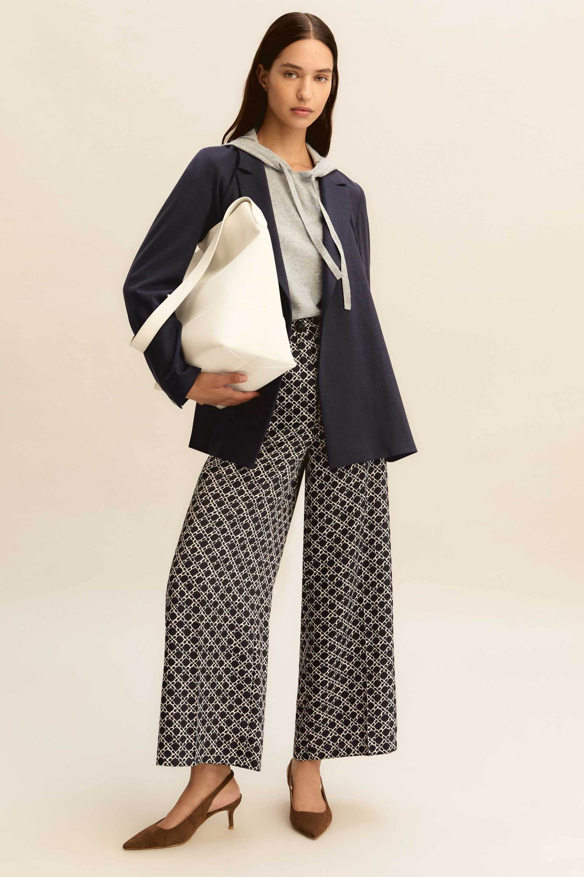 EMME Emme by Marella γυναικείο παντελόνι εμπριμέ "Emmcaraffa" - 2615131131 Μπλε Σκούρο