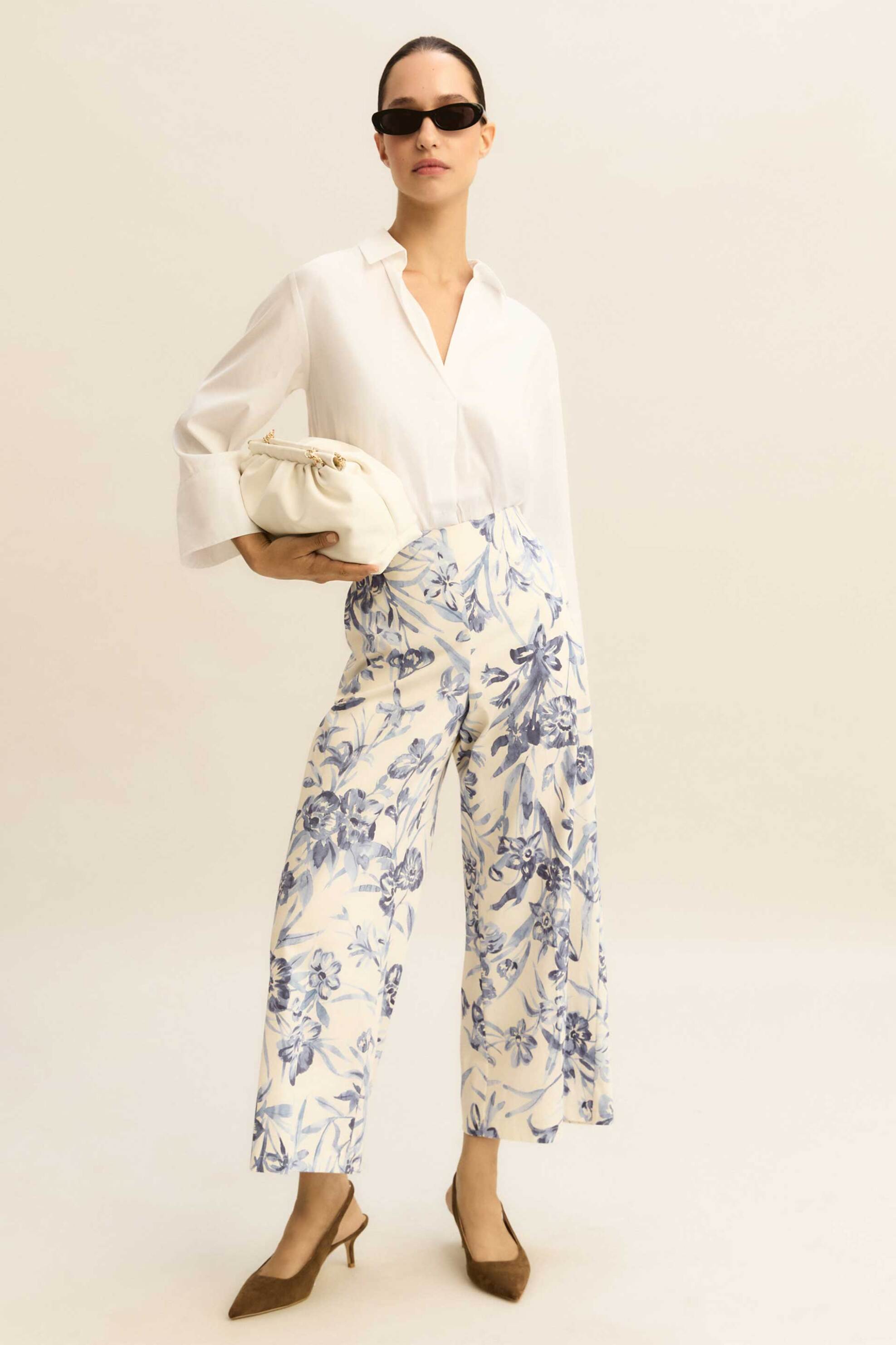 EMME Emme by Marella γυναικείο παντελόνι με floral print "Emmtapioca" - 2615131191 Μπλε Ανοιχτό