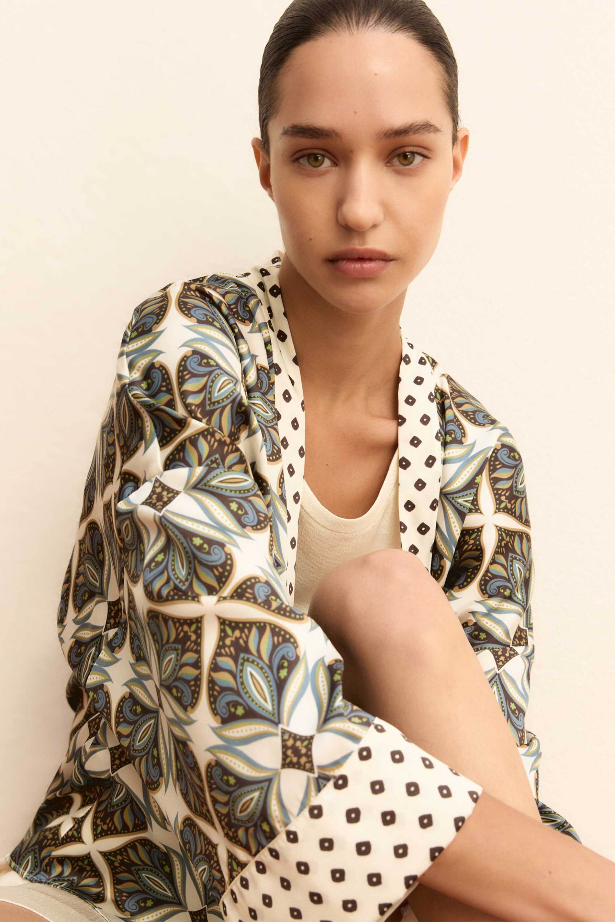 EMME Emme by Marella γυναικείο κιμονό με εμπριμέ σχέδιο "Emmatollo" - 2615191041 Λευκό