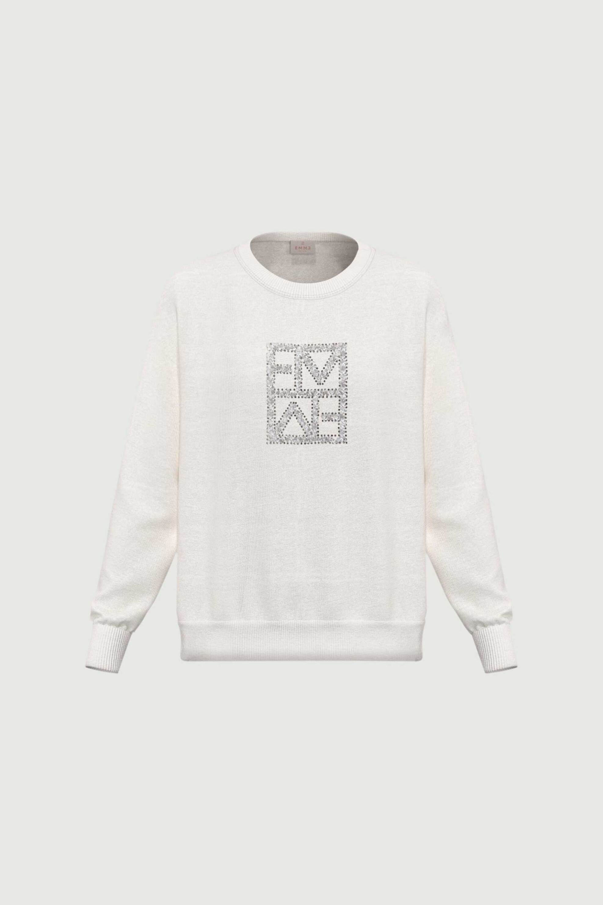 Emme By Marella Γυναικείο Φούτερ με Logo Στο Στήθος Emmarmony - 2615921011 Λευκό