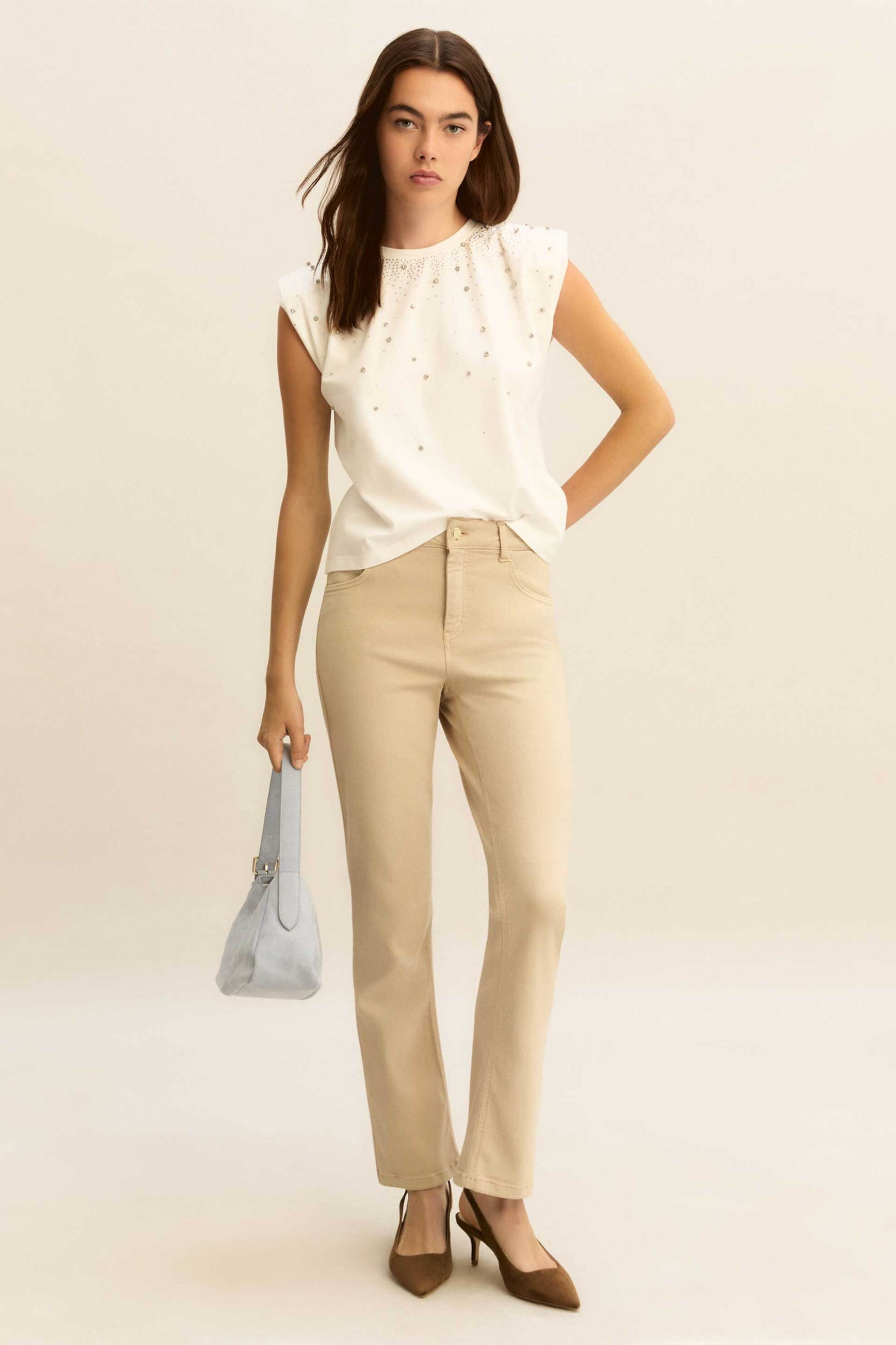 Emme by Marella γυναικείο τοπ αμάνικο με στρας "Emmutopia" - 2615941011 Λευκό