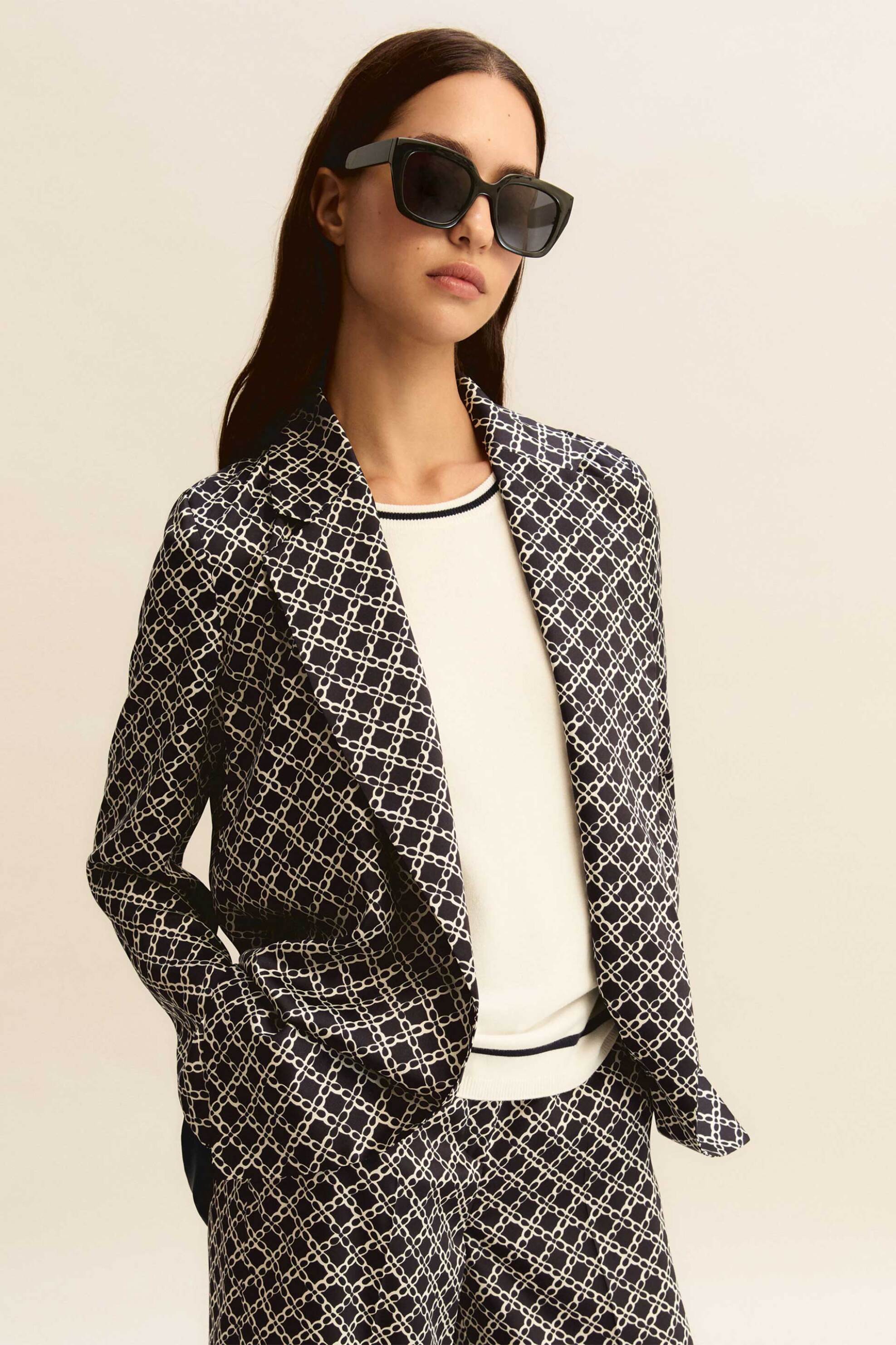 EMME Emme by Marella γυναικείο σακάκι με all-over print "Emmfulmine" - 2615041151200 Μπλε Σκούρο