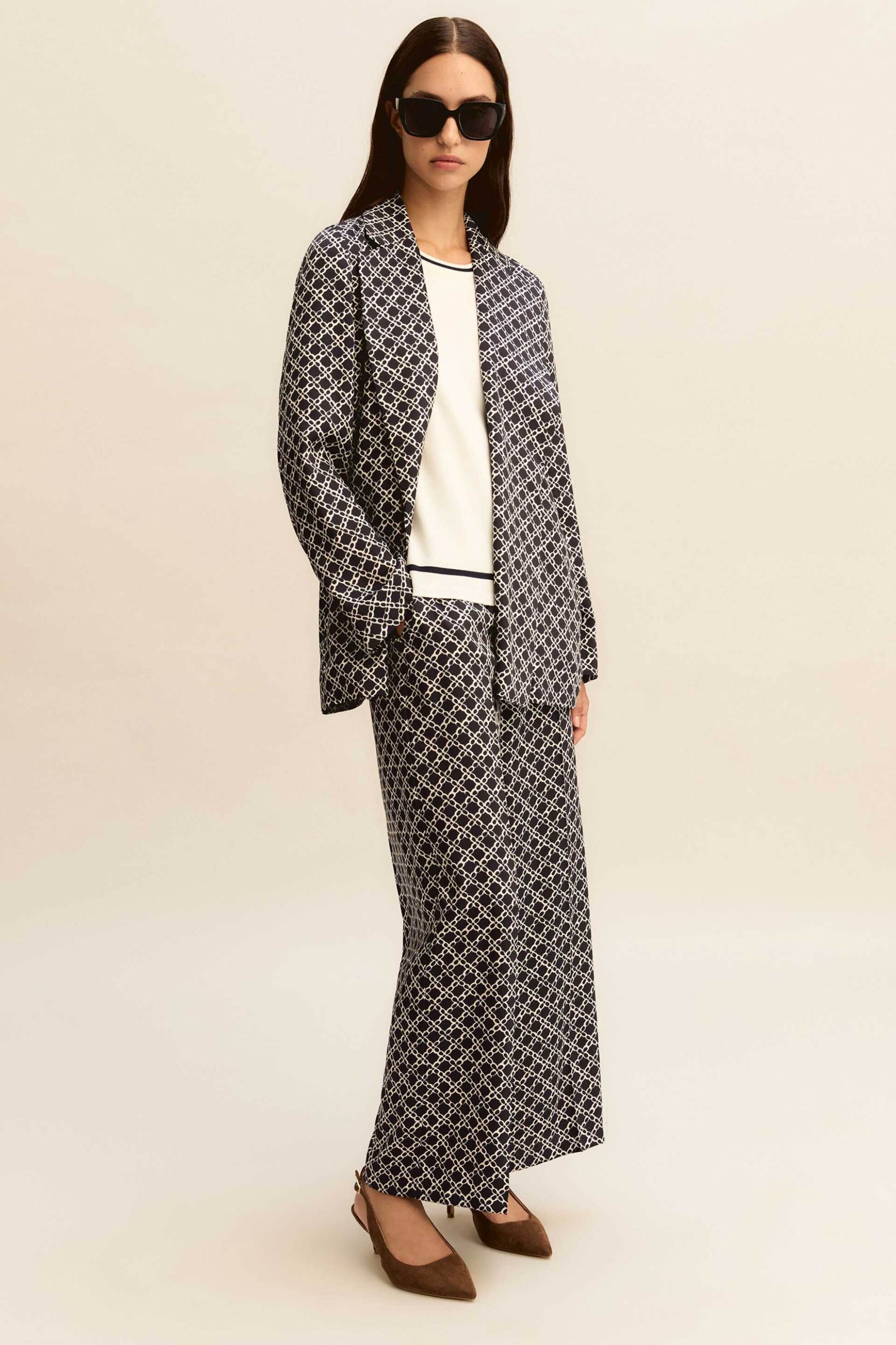 EMME Emme by Marella γυναικείο σακάκι με all-over print "Emmfulmine" - 2615041151200 Μπλε Σκούρο - 2
