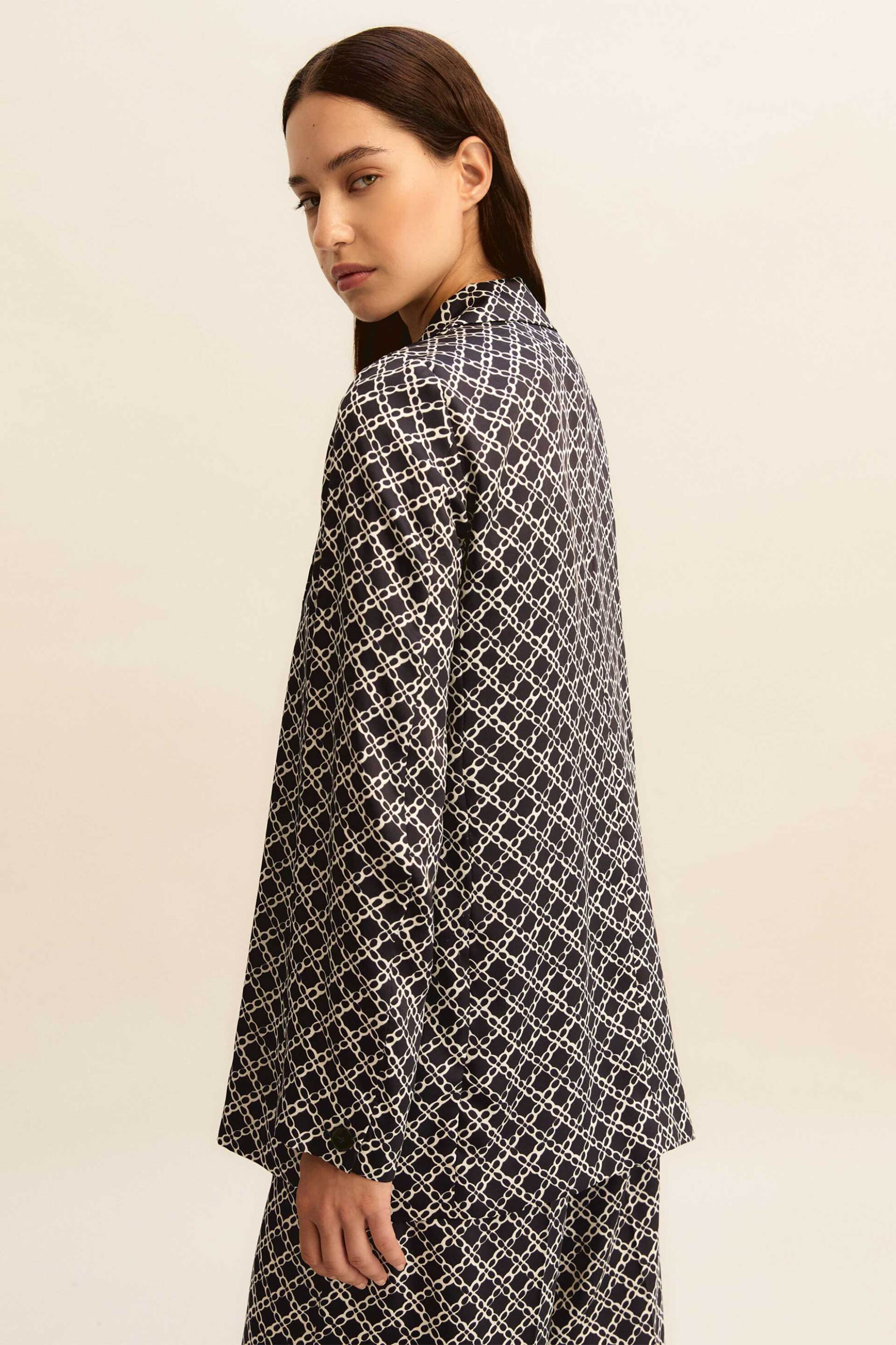 EMME Emme by Marella γυναικείο σακάκι με all-over print "Emmfulmine" - 2615041151200 Μπλε Σκούρο - 3