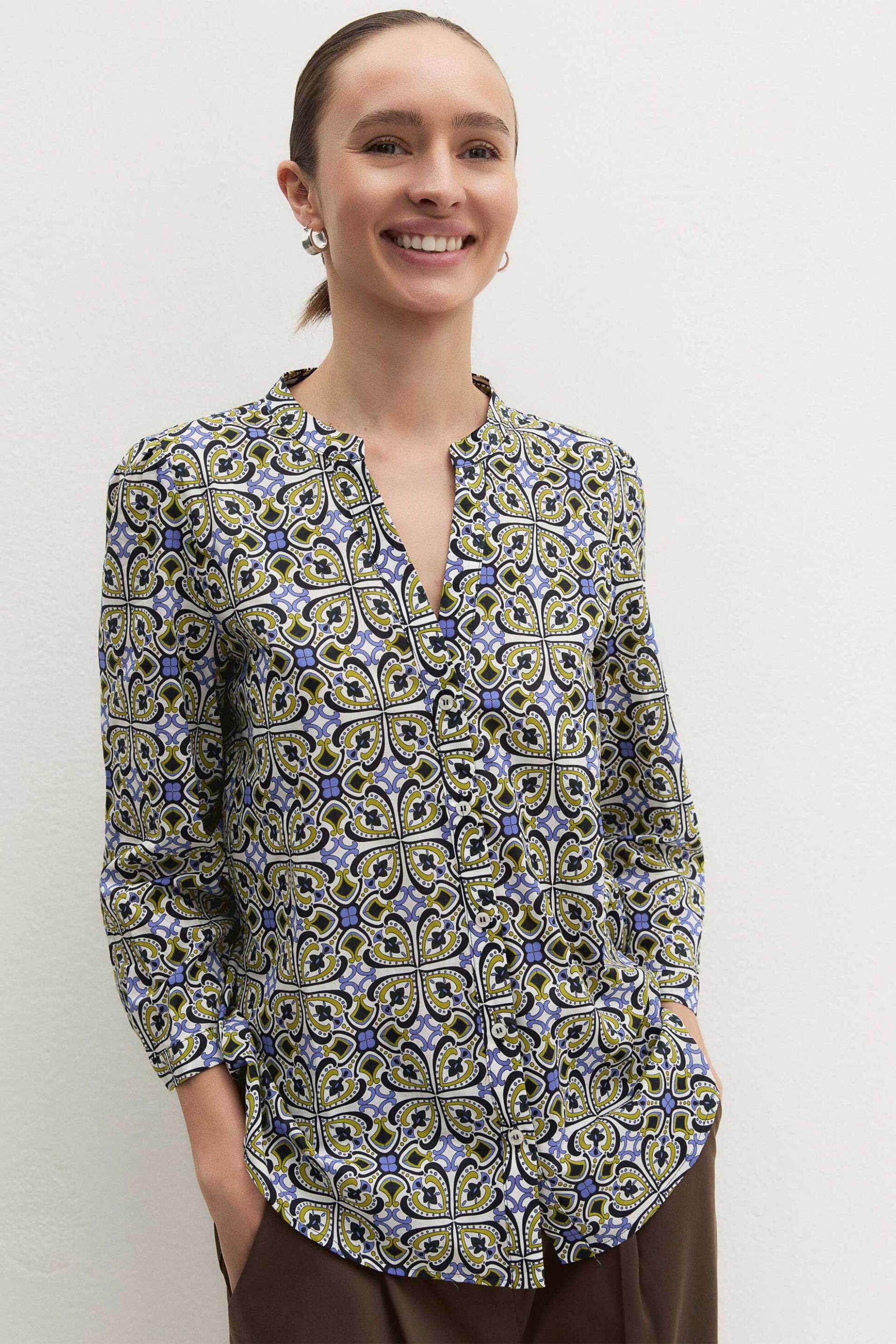 Emme by Marella γυναικείo πουκάμισο με all-over print "Emmgiurato" - 2615111072200 Μπλε