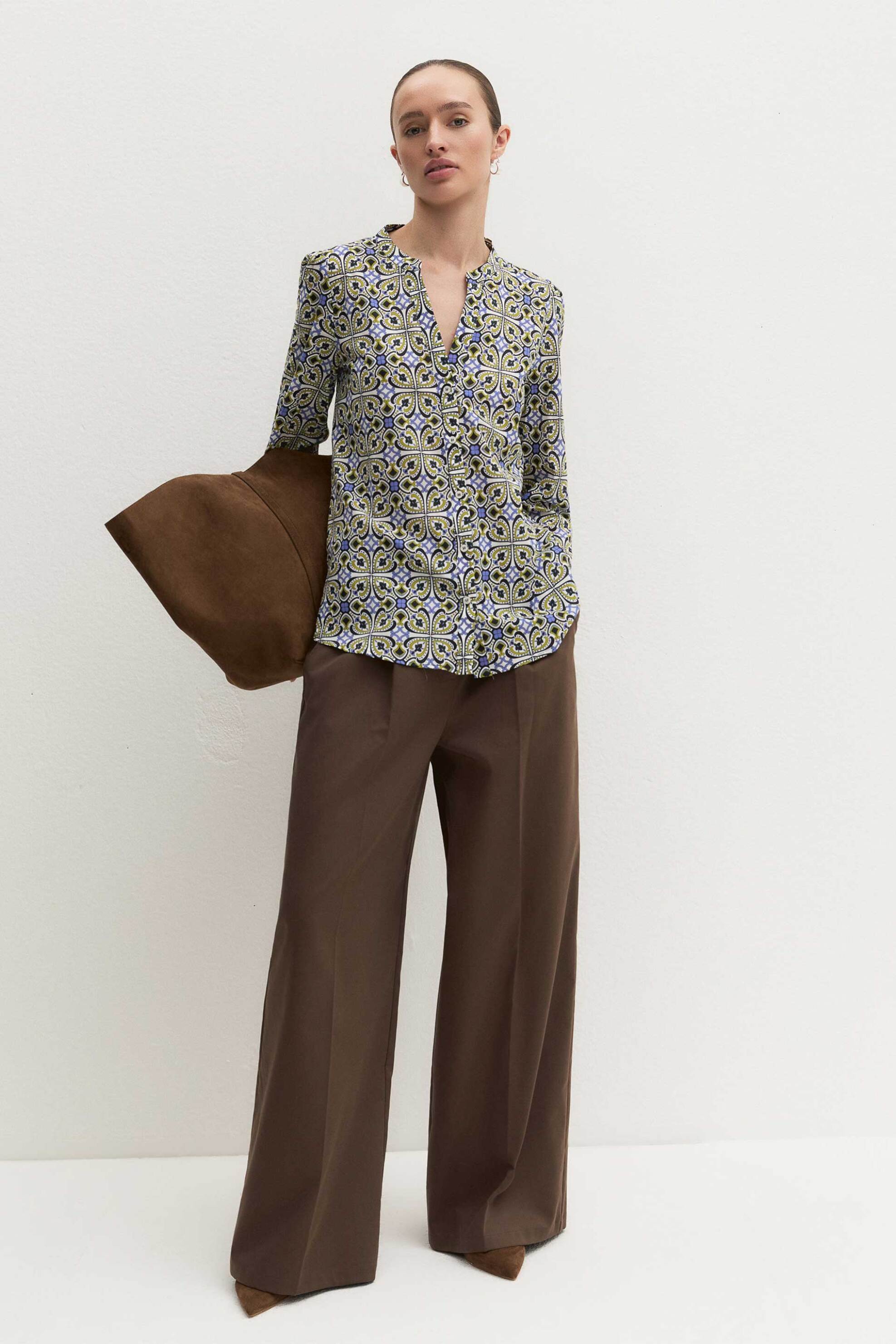 EMME Emme by Marella γυναικείo πουκάμισο με all-over print "Emmgiurato" - 2615111072200 Μπλε - 2