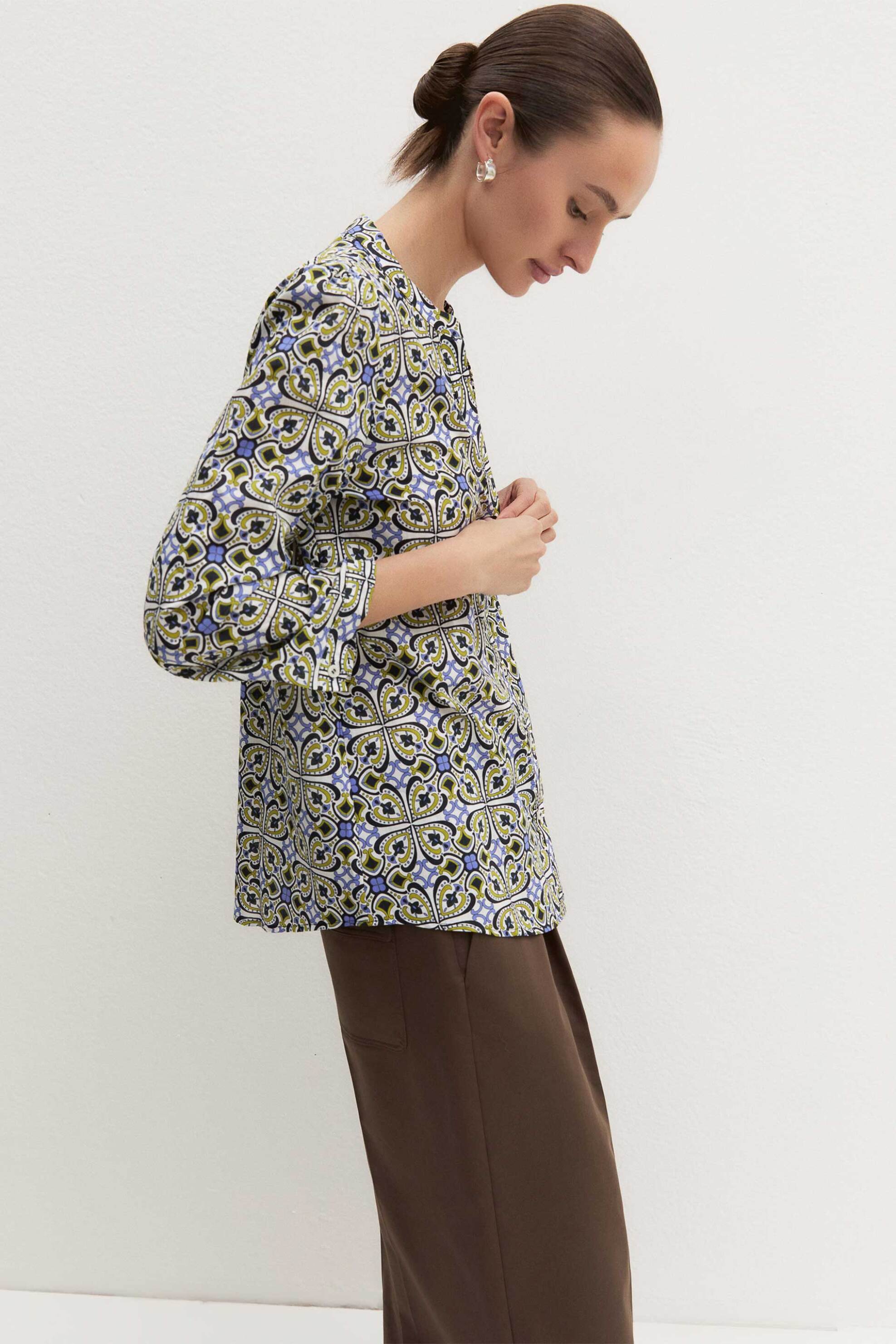 EMME Emme by Marella γυναικείo πουκάμισο με all-over print "Emmgiurato" - 2615111072200 Μπλε - 3