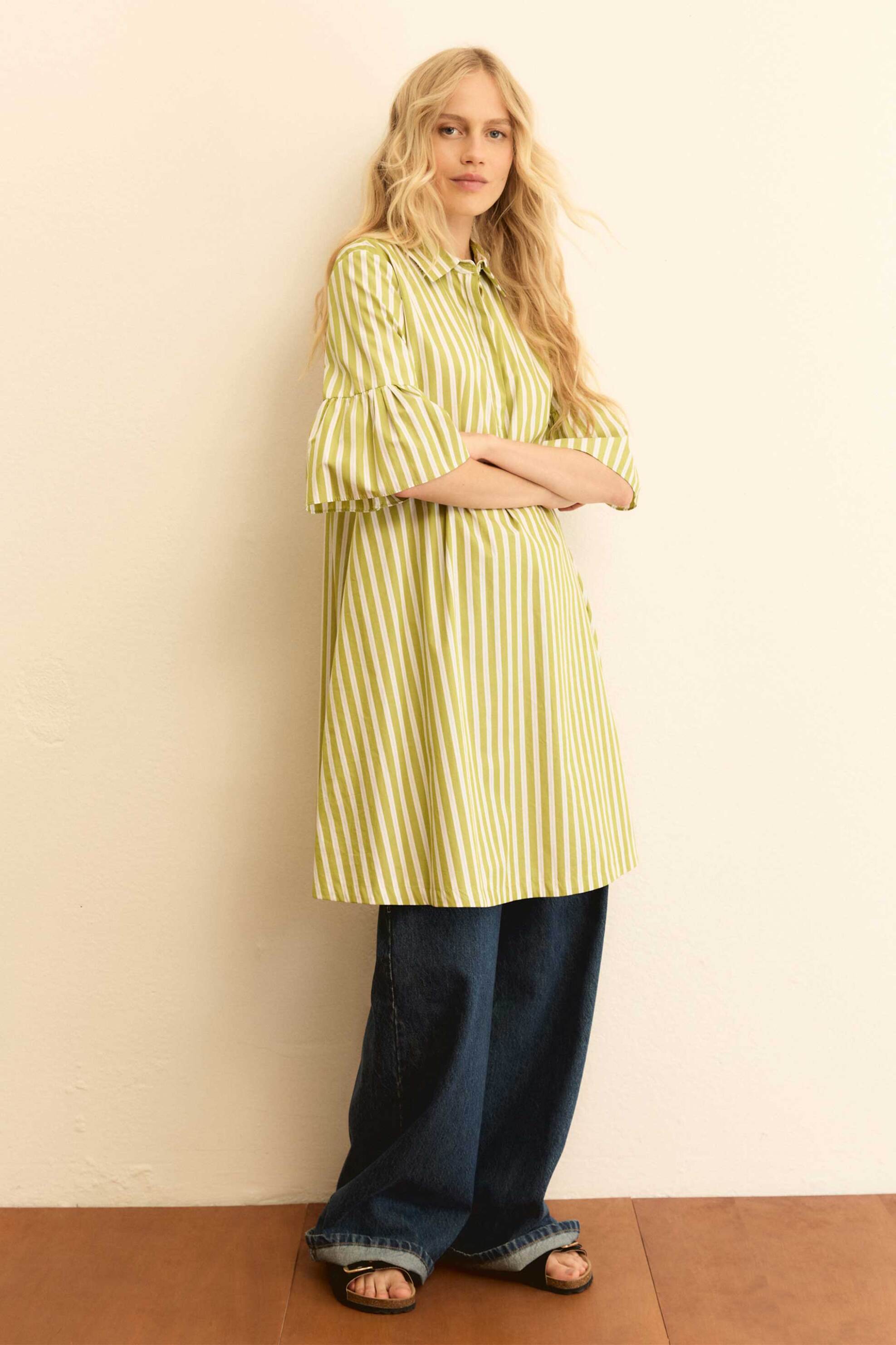 EMME Emme by Marella γυναικείο φόρεμα ριγέ "Emmepoche" - 2615221192200 Πράσινο Ανοιχτό - 2