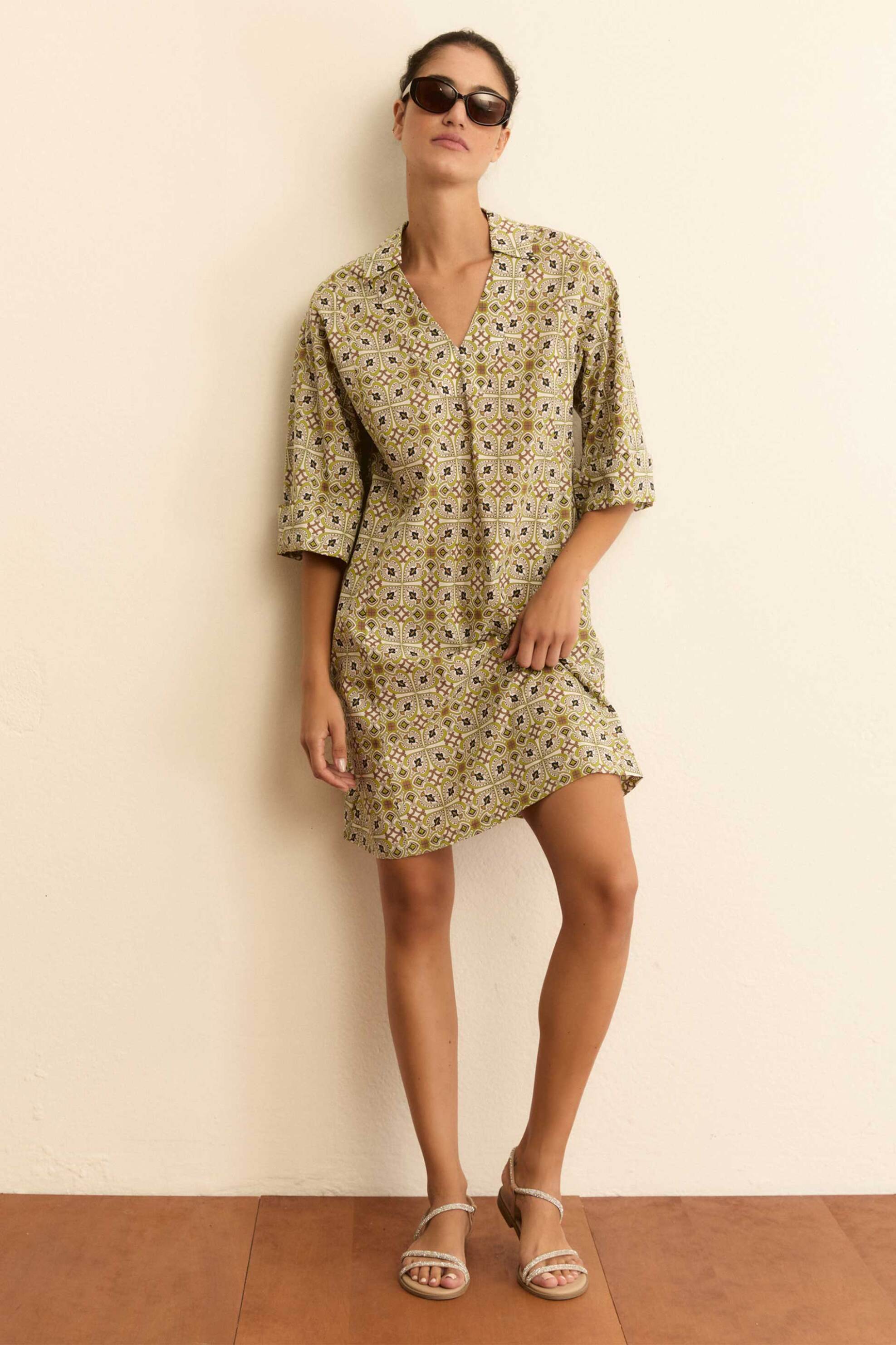 Emme by Marella γυναικείο mini φόρεμα εμπριμέ "Emmesedra" - 2615221332200 Καμηλό