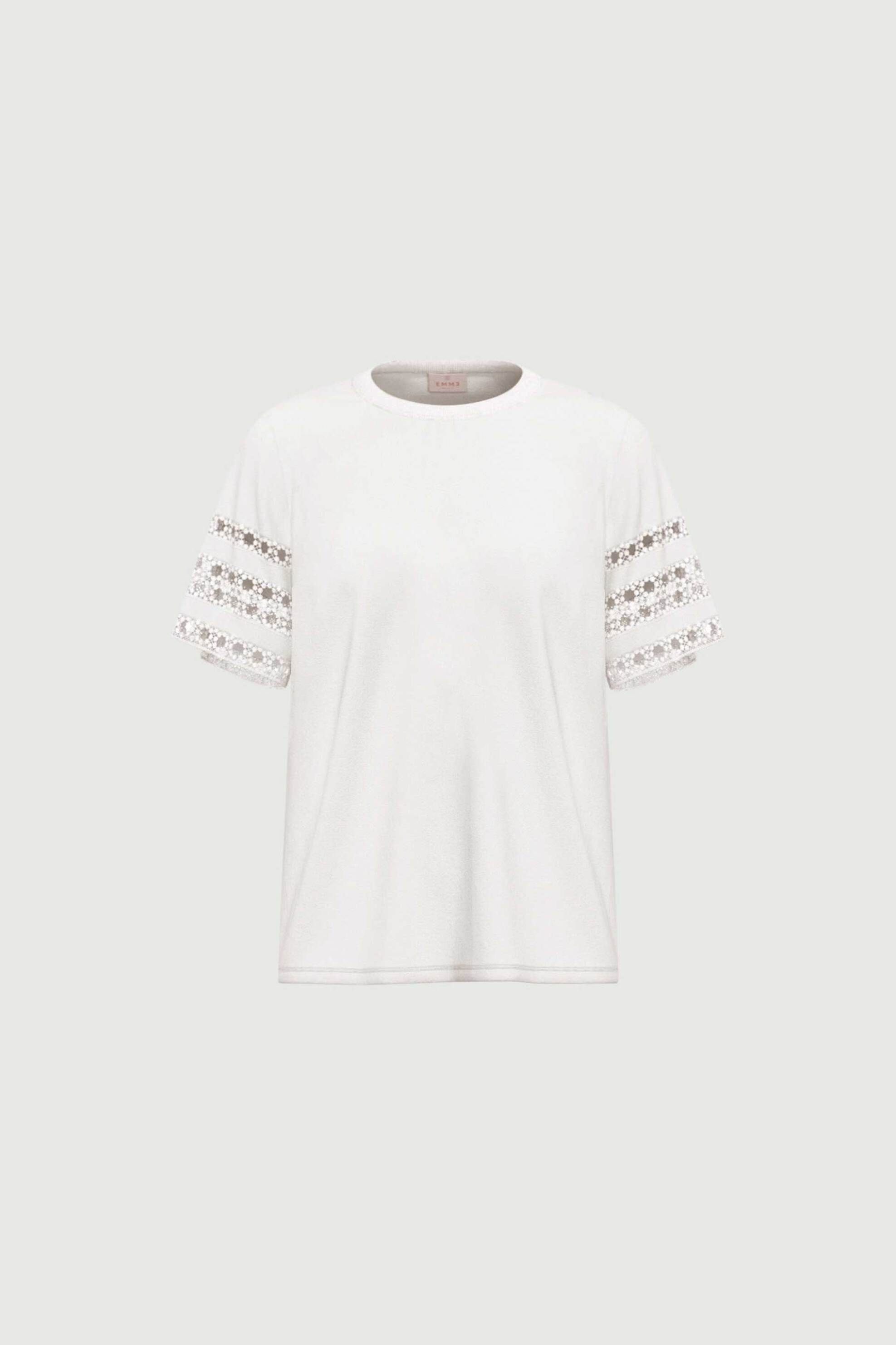Emme By Marella Γυναικείο T-Shirt με Δαντέλα Στα Μανίκια Emmape - 2615971042200 Λευκό