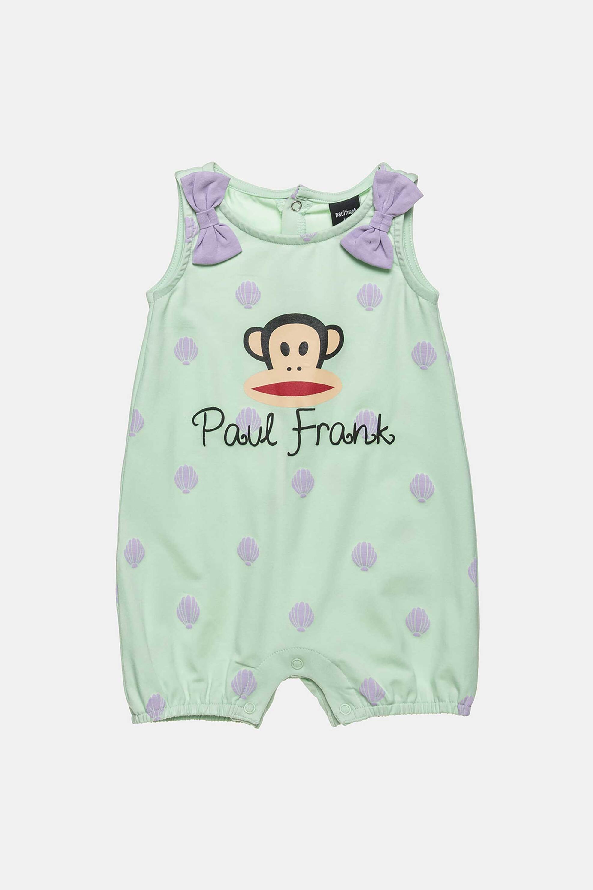 Παιδικά Ρούχα, Παπούτσια & Παιχνίδια > Βρεφικά για Κορίτσια > Βρεφικά Ρούχα για Κορίτσι > Βρεφικά Φορμάκια για Κορίτσια Alouette βρεφικό αμάνικο φορμάκι με λογότυπο και φιόγκους "Paul Frank" - 00580929 Βεραμάν