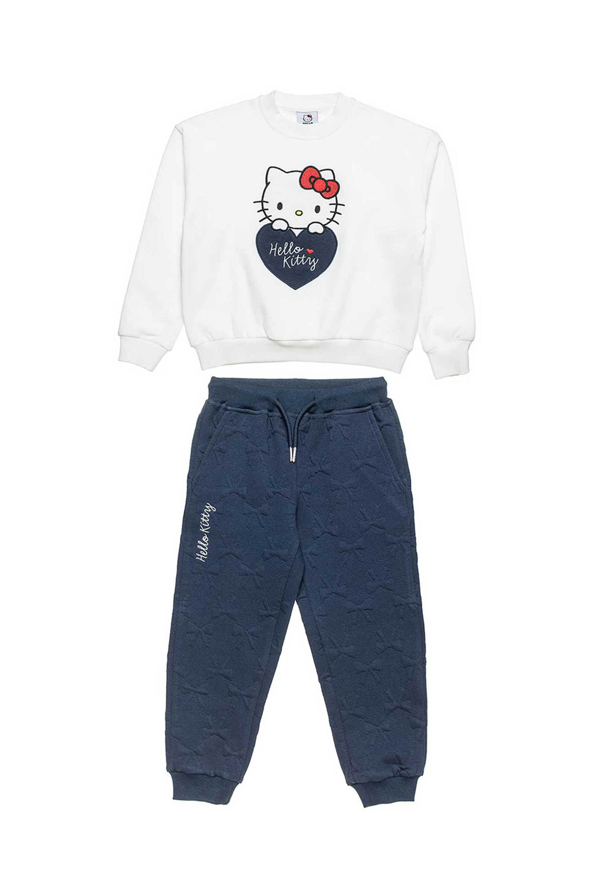 ALOUETTE Alouette σετ παιδική μπλούζα φούτερ με παντελόνι φόρμας "Hello Kitty" (18 μηνών - 8 ετών) (2 τεμάχια) - 00330533 Εκρού